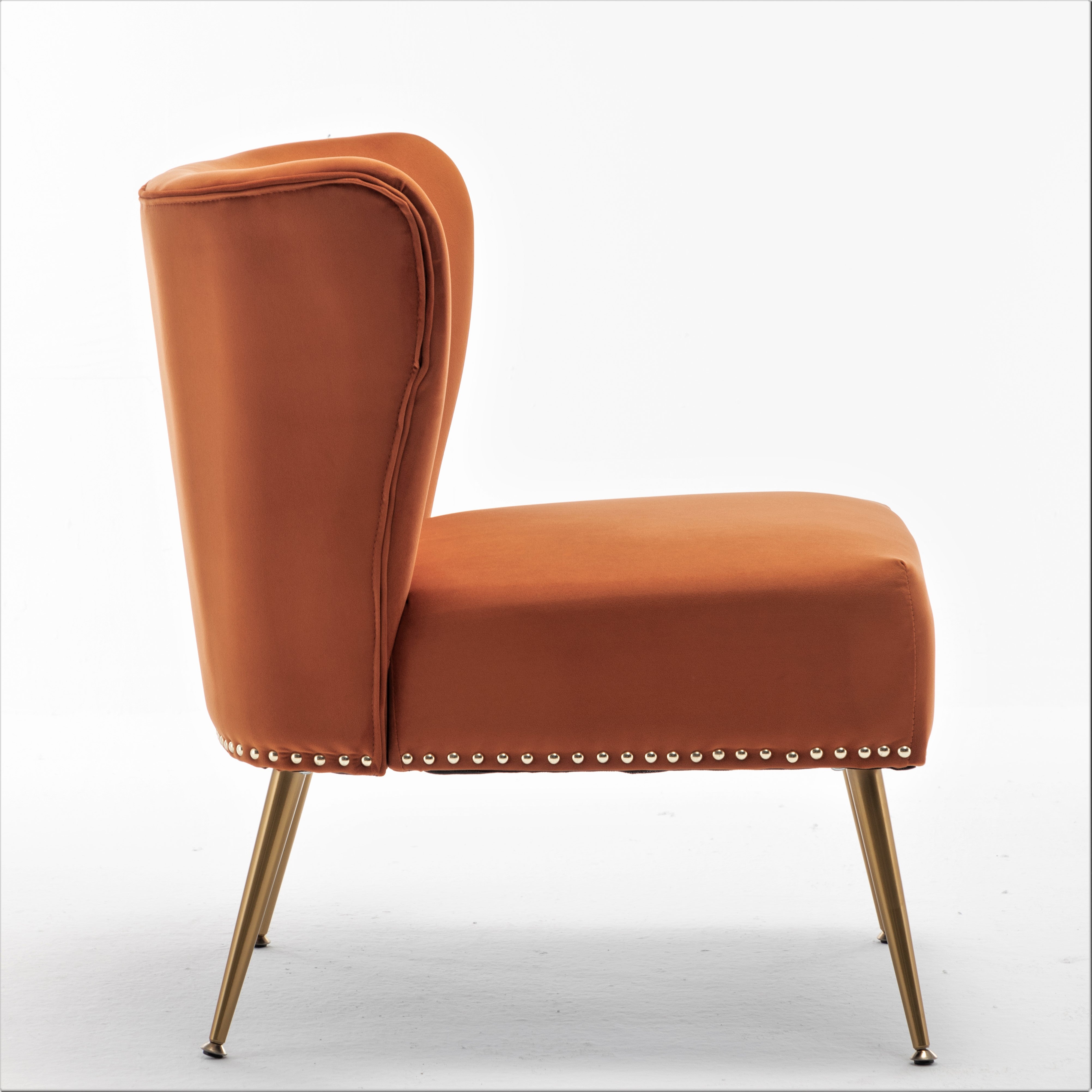 Printed Cloth Accent Chair, Armless Slipper Chair with Metal Legs, Modern Upholstered Side Chair for Living Room Bedroom Small Spaces