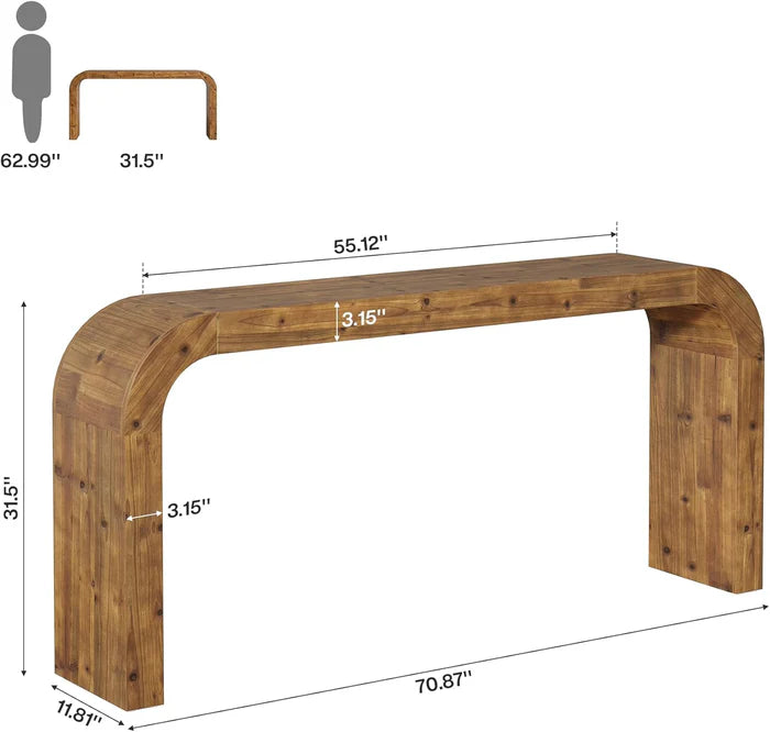 Farmhouse Wood Waterfall Sofa Table