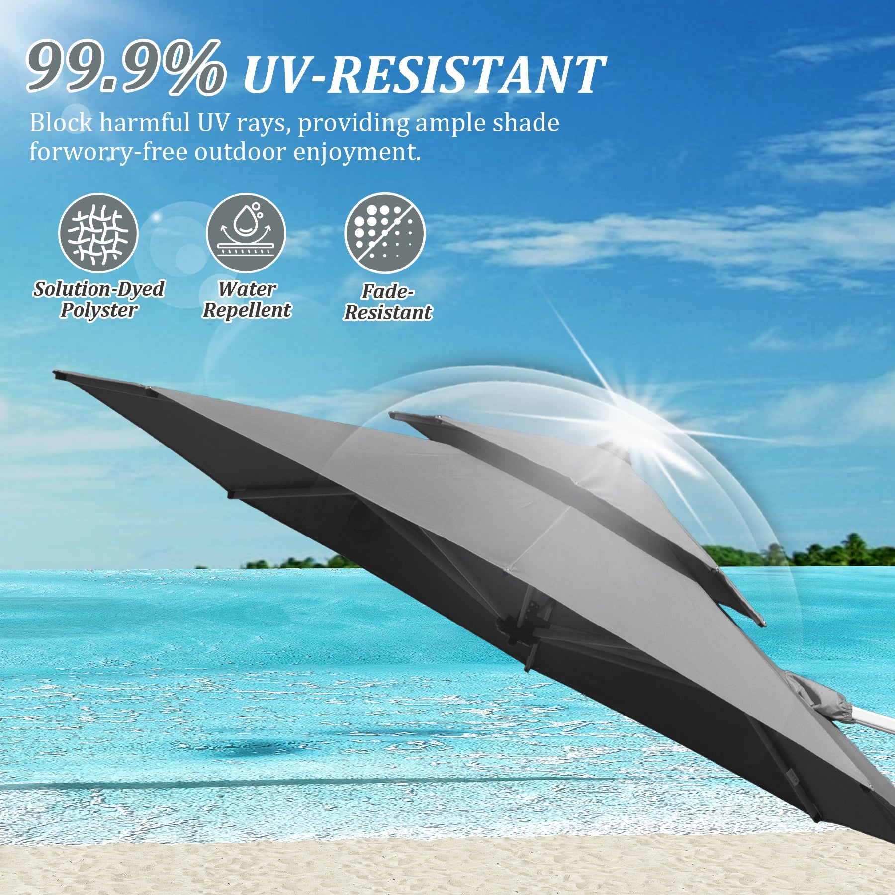 Round Cantilever Umbrella with Center Pole, Base Not Included