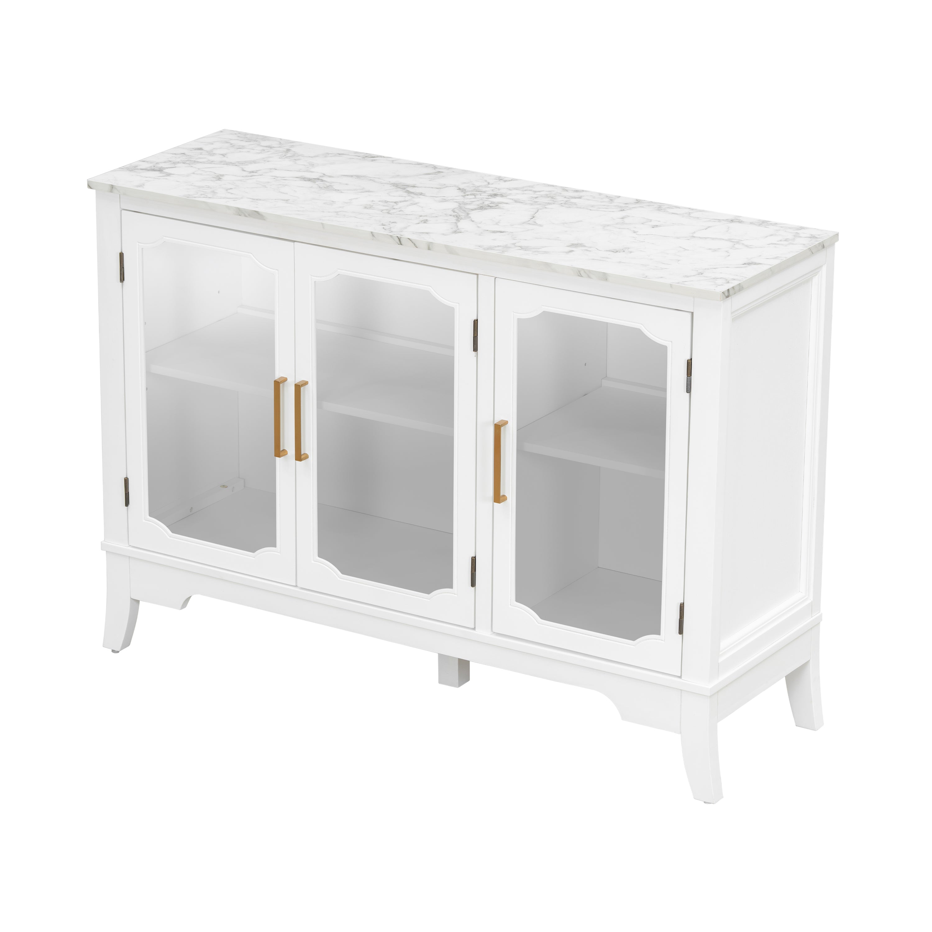 3-Door Storage Cabinet with Glass Doors