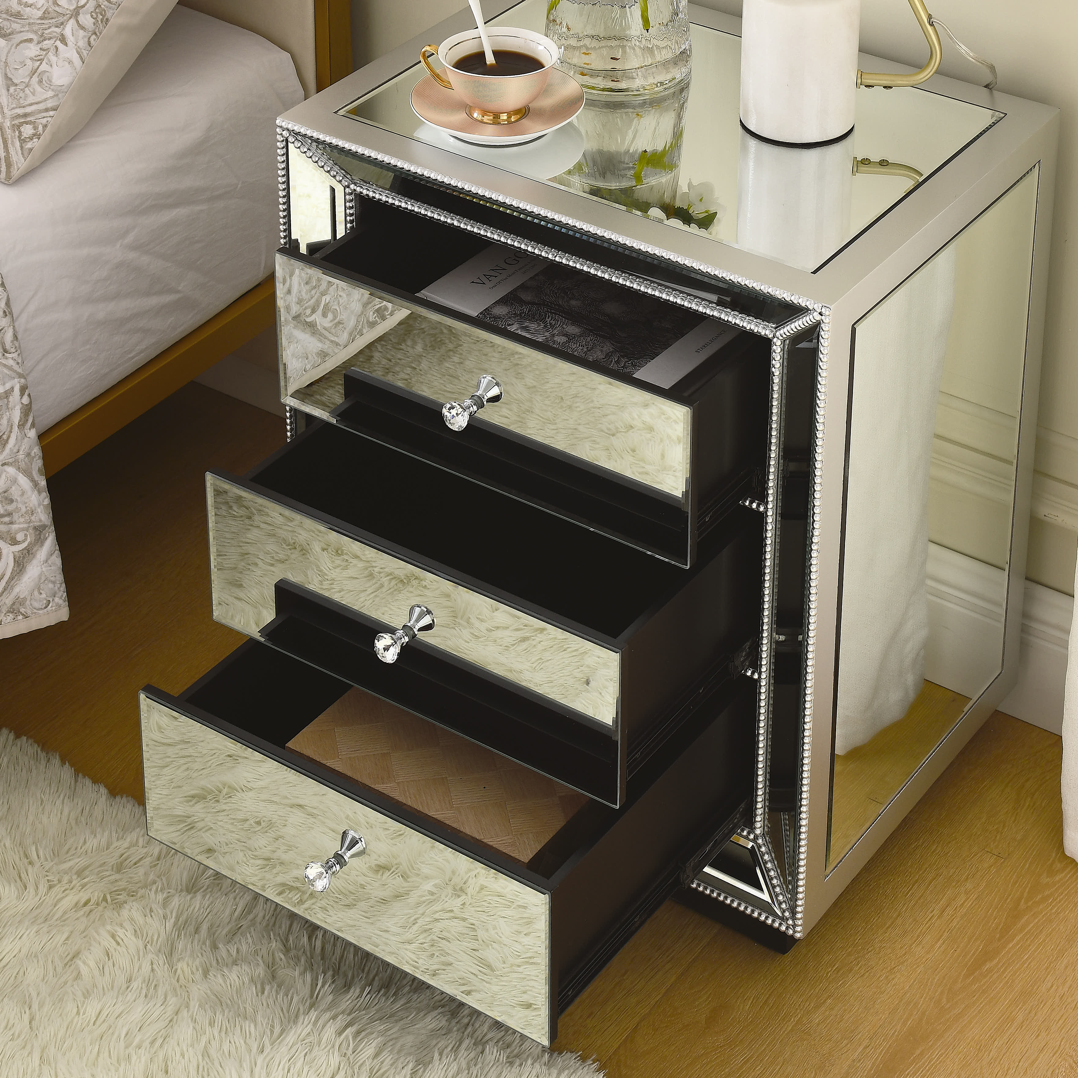 3-Drawer Cabinet with Crystal Handle