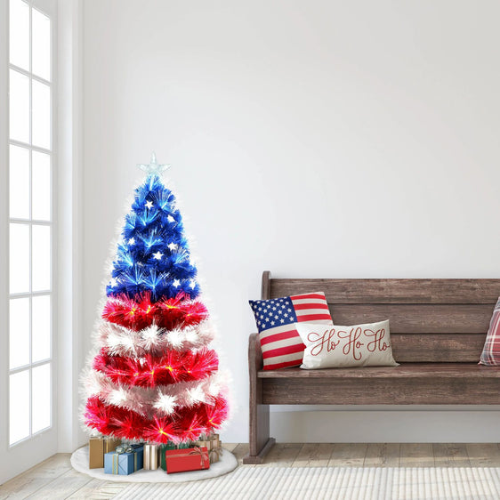 4-ft-Fiber-Optic-&-LED-Patriotic-Artificial-Christmas/July-4th-Tree-with-Red/White/Blue-LED-Lights-&-Metal-Stand-Christmas-Trees