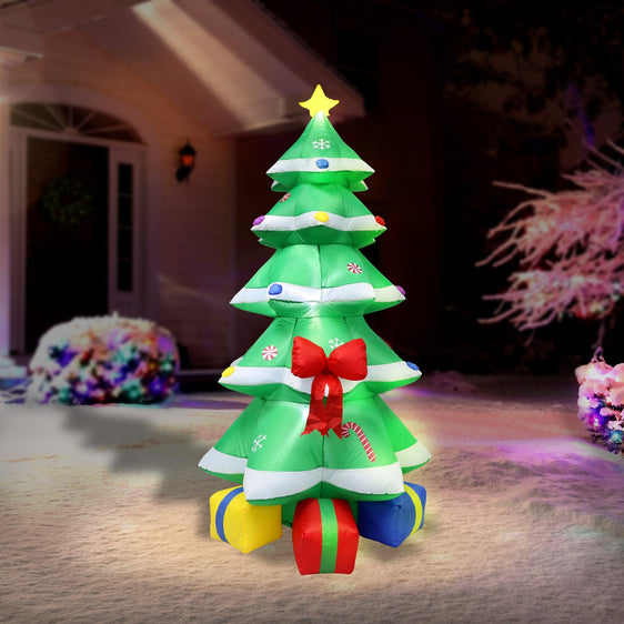 6 ft Outdoor Lighted Inflatable Christmas Tree Warm White Led Lights - Green
