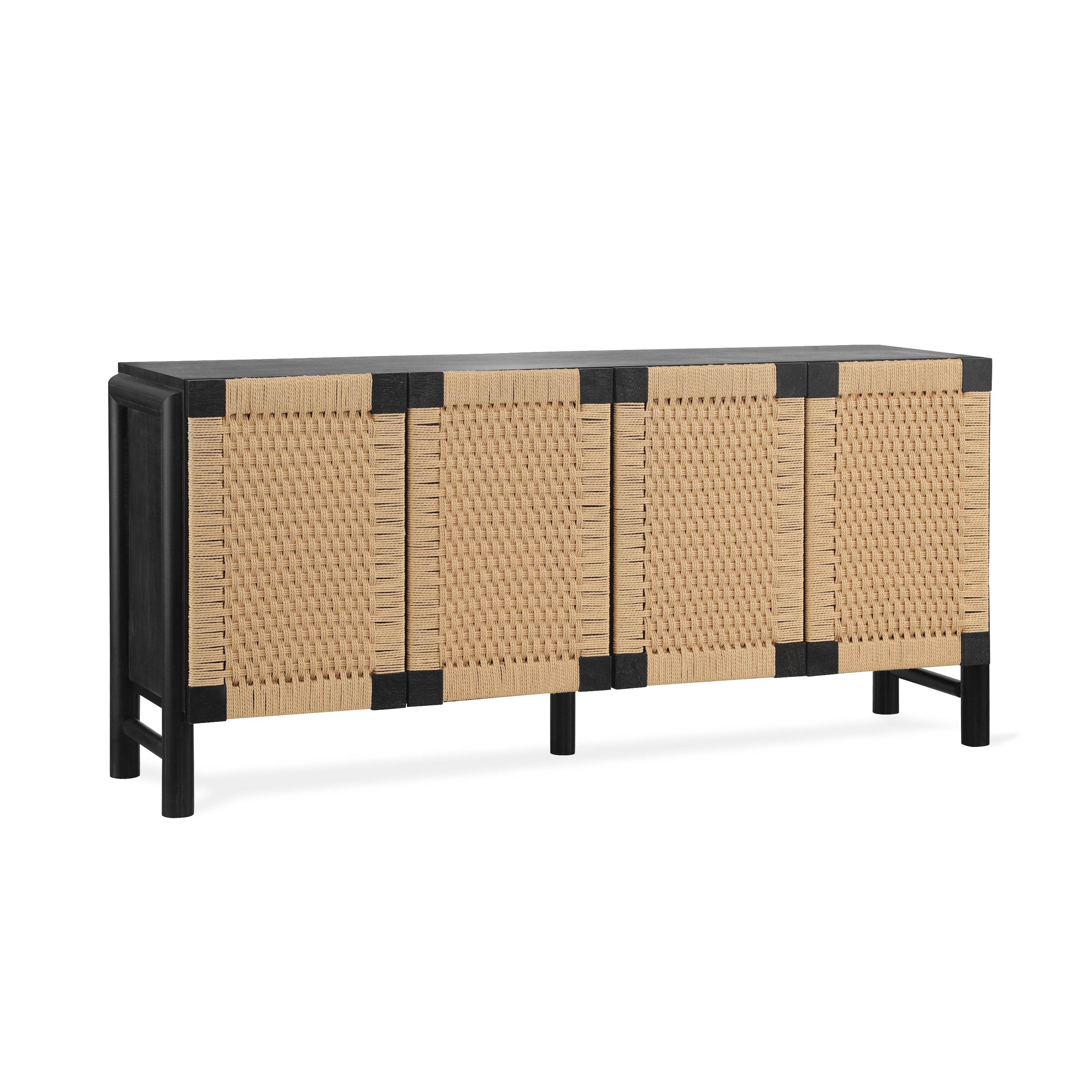 Natural Farmhouse Cabinet with Handwoven Paper Rope Doors