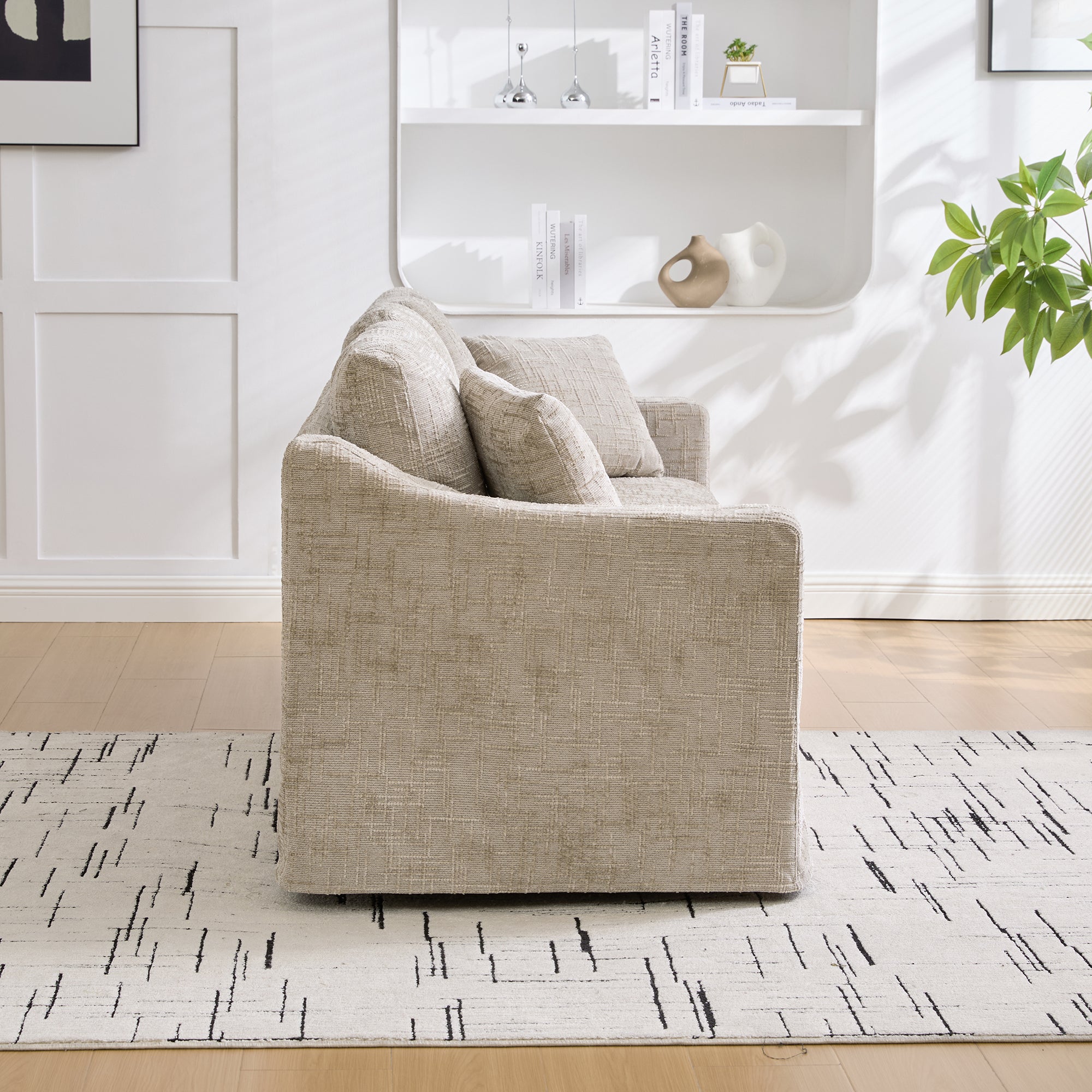 Three-Seater Modern Casual Chenille Sofa with Deep Seat