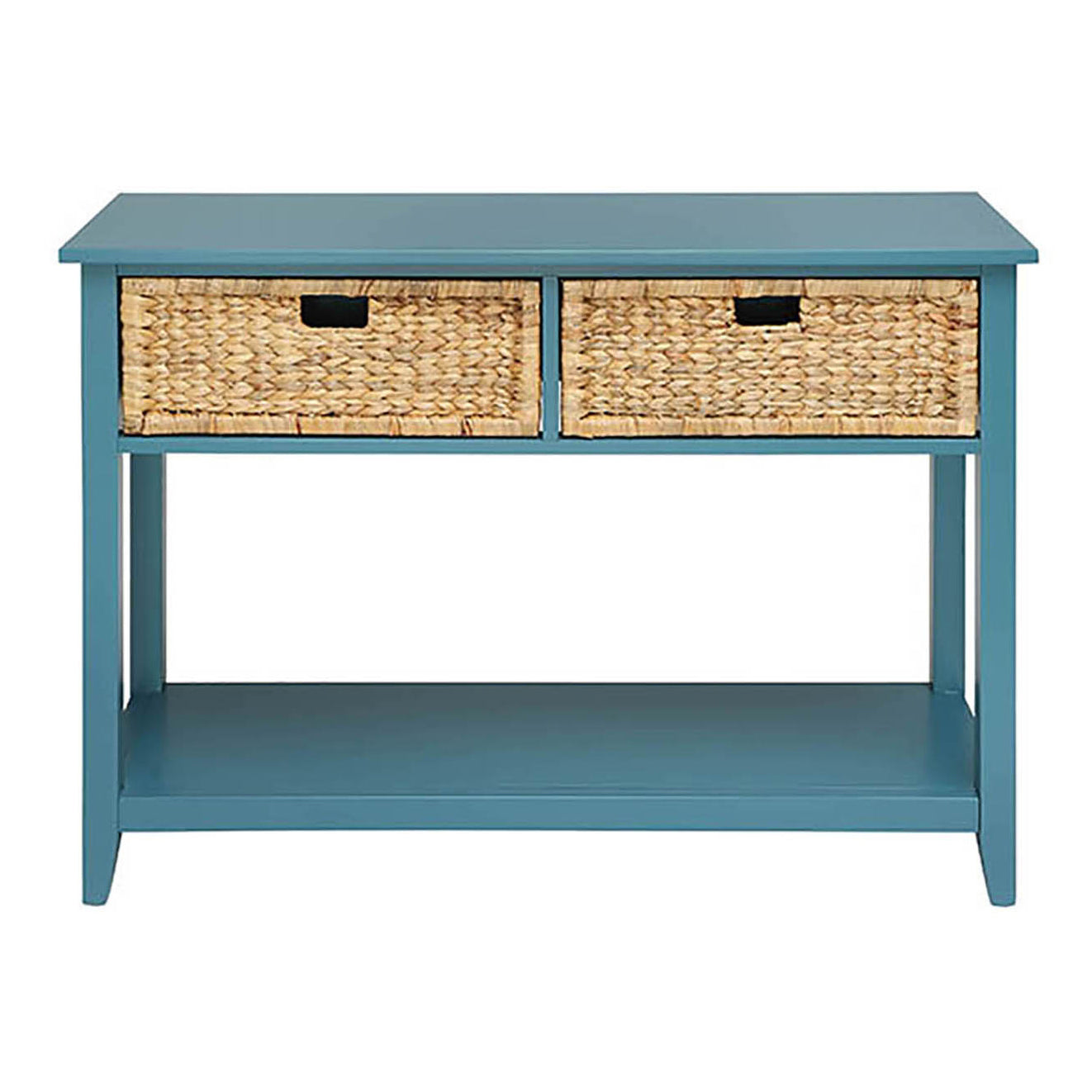 Teal Console Table with Bottom Shelf