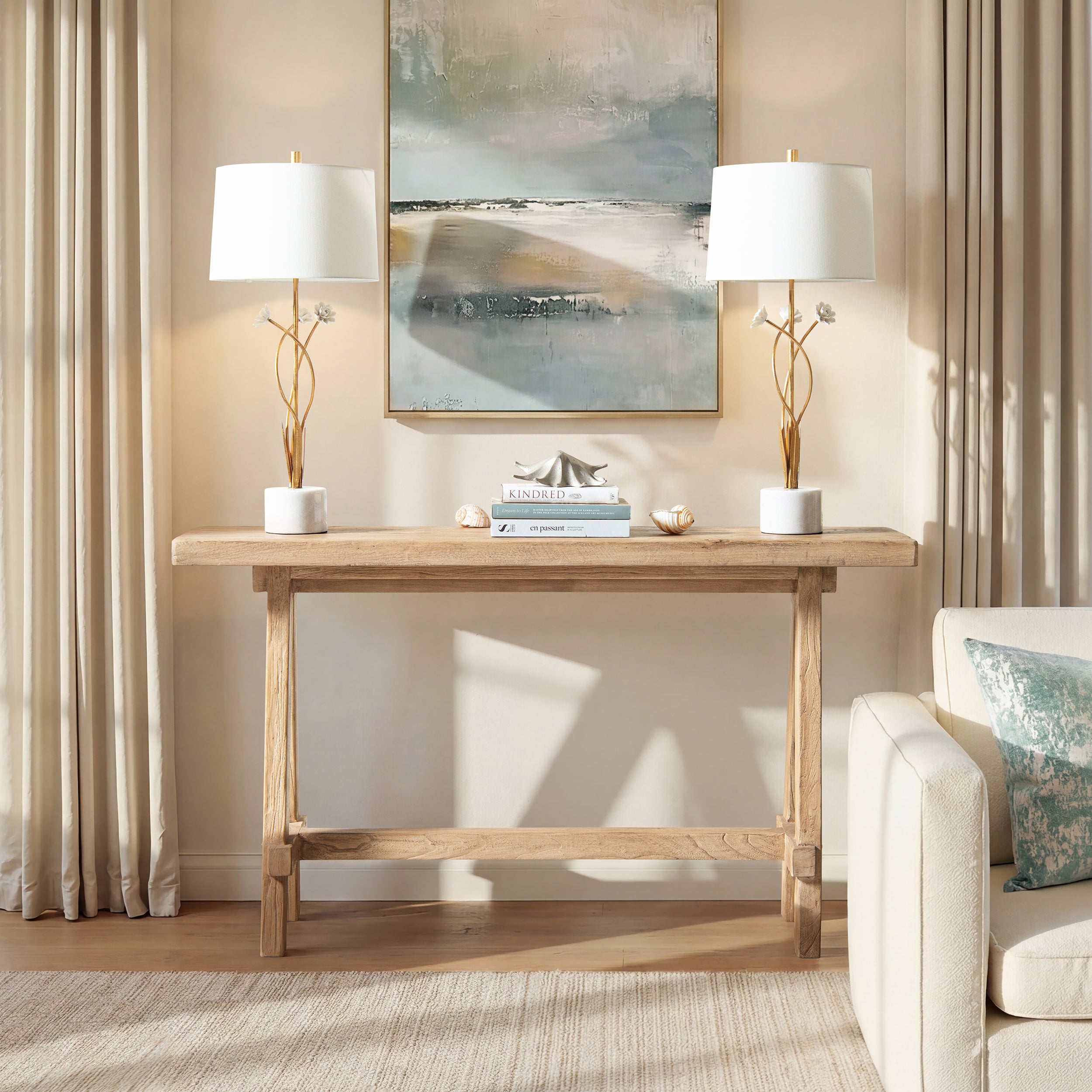 Hawthorne Solid Reclaimed Elm Trestle Console Table