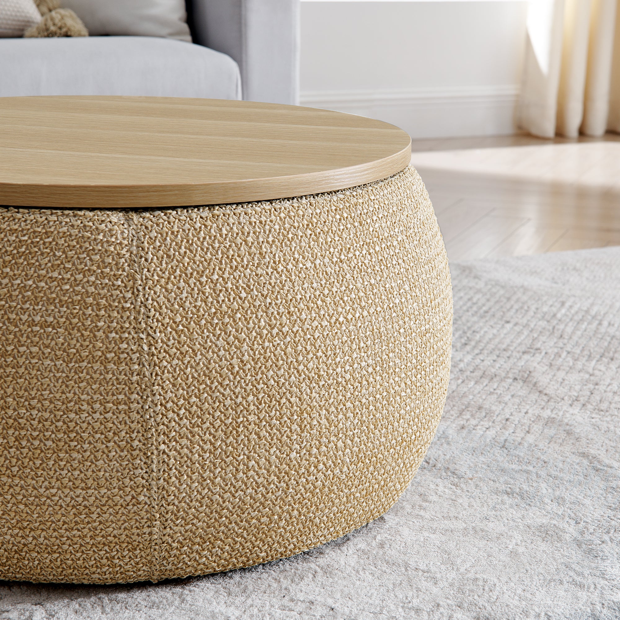 Storage Ottoman Set with Dual Functionality, Serves as an End Table and Seat