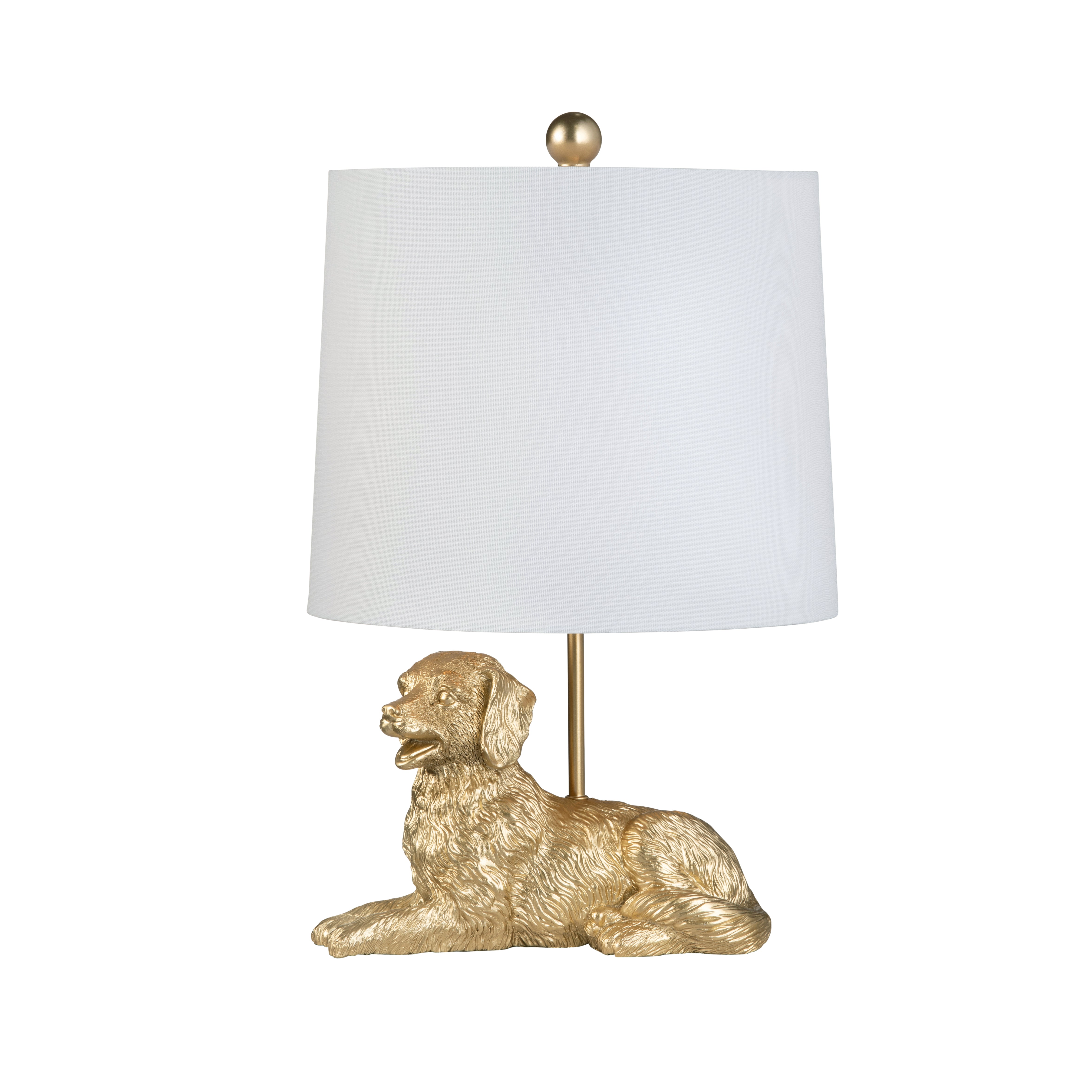 Gold Resin Retriever Dog Table Lamp With Shade