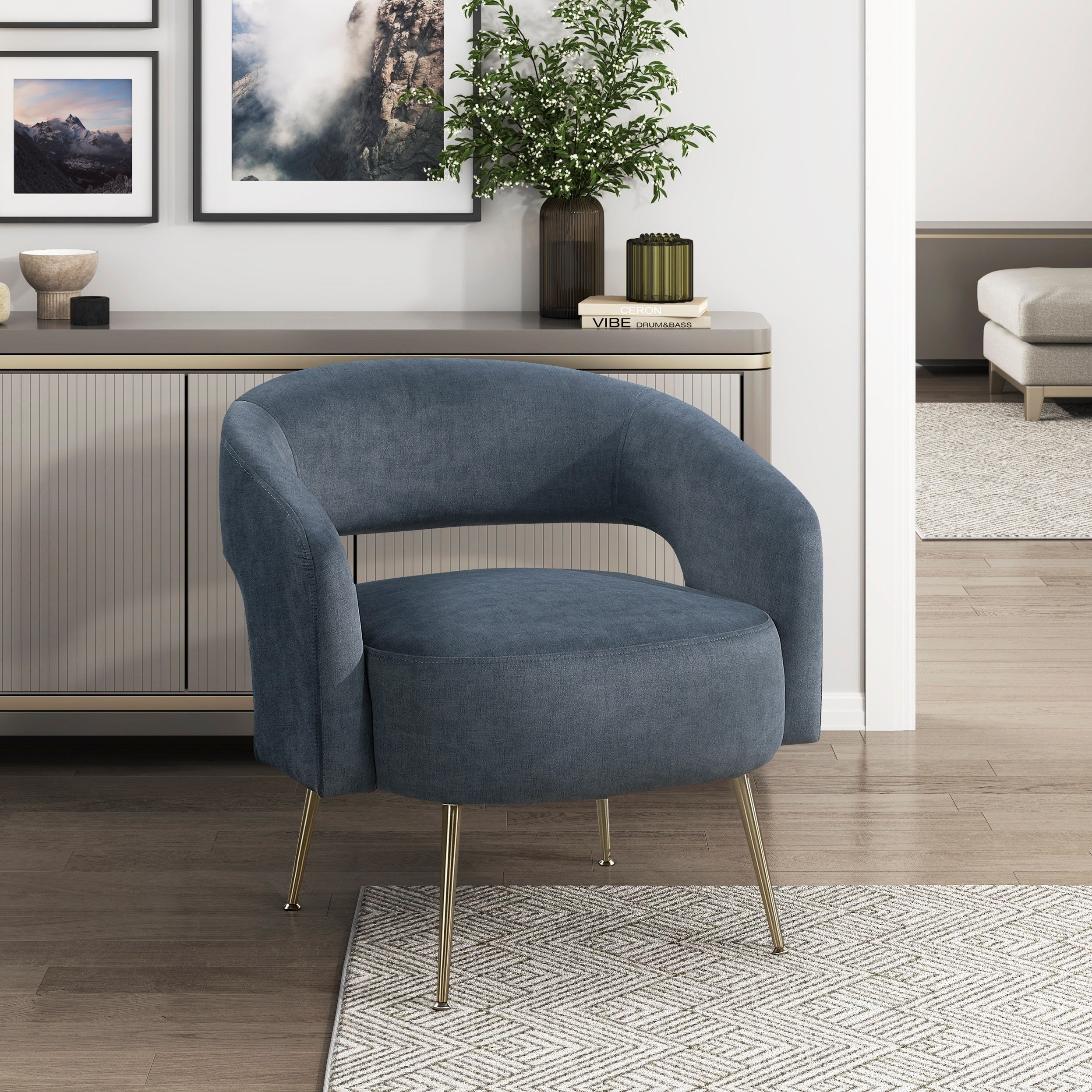Modern Dark Green Soft Velvet Accent Chair Plush Foam Comfort Upholstery Gold Finish Legs Luxurious Living Room Furniture 1pc