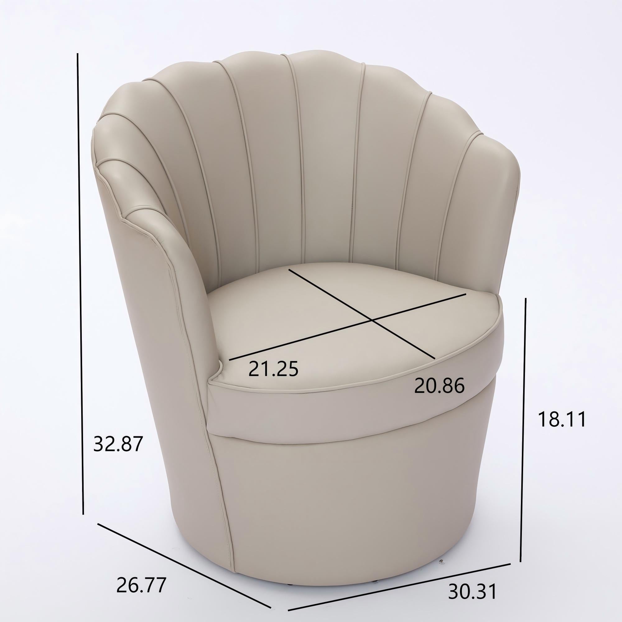 Genuine Top-Grain Leather Swivel Wing-Back Accent Chair