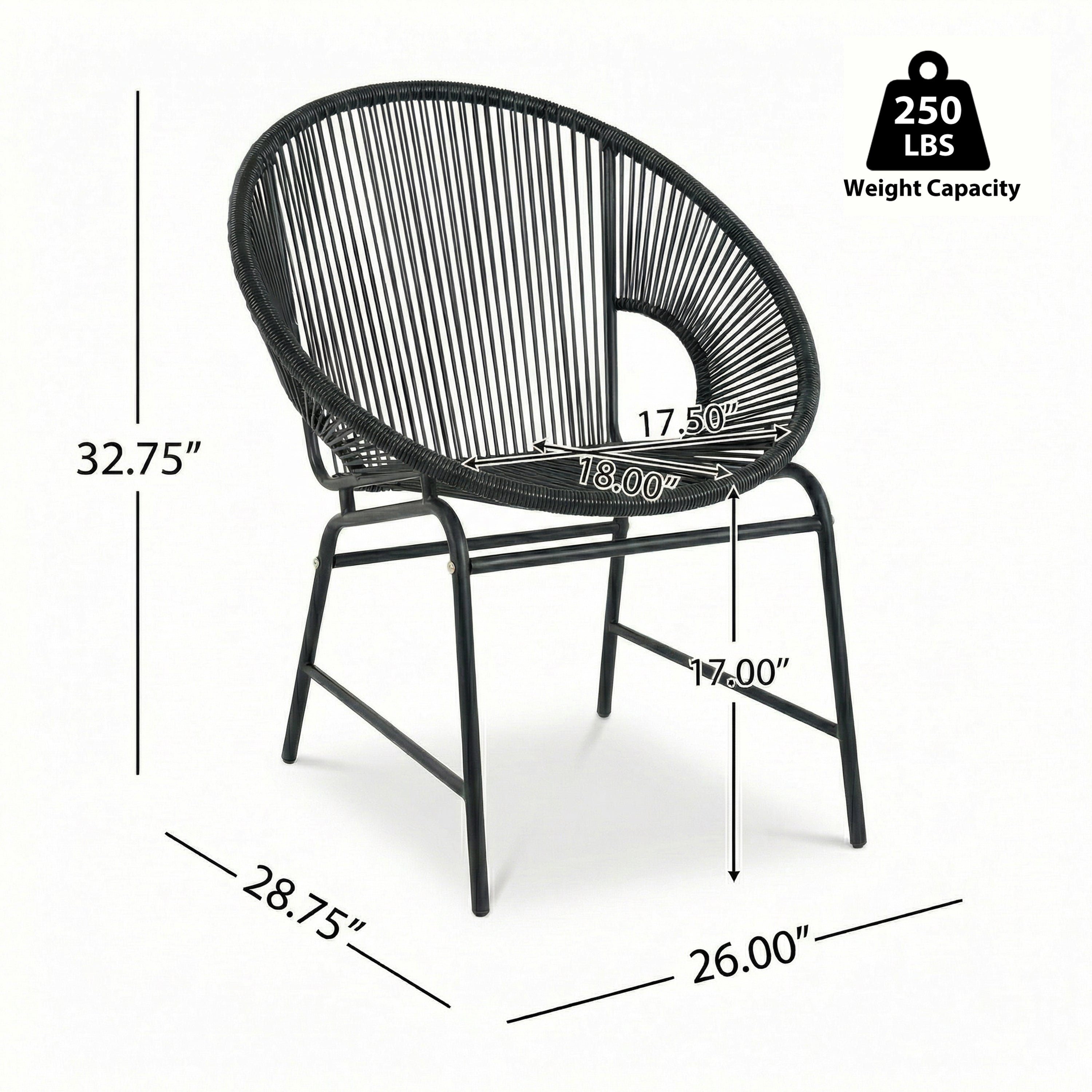 NUSA OUTDOOR PATIO WICKER CHAIR, TEAL PE RATTAN & IRON FRAME, SET OF 2