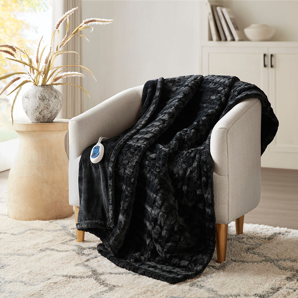 50"x70" Oversized Faux Fur Heated Throw