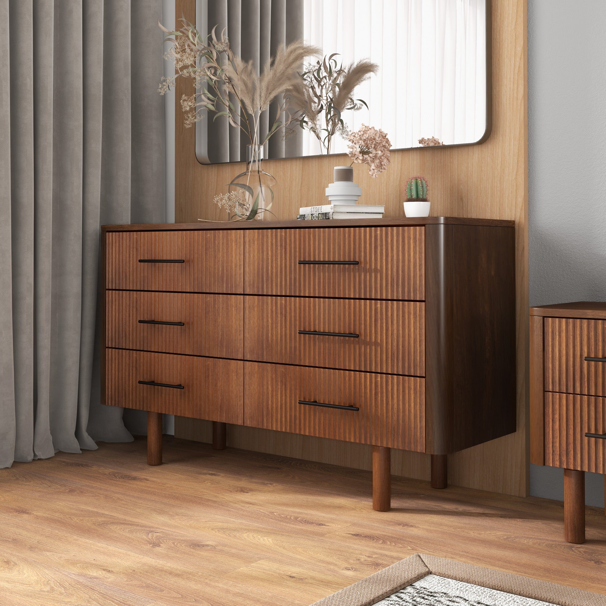 Logan Mid Century Modern Walnut Dresser