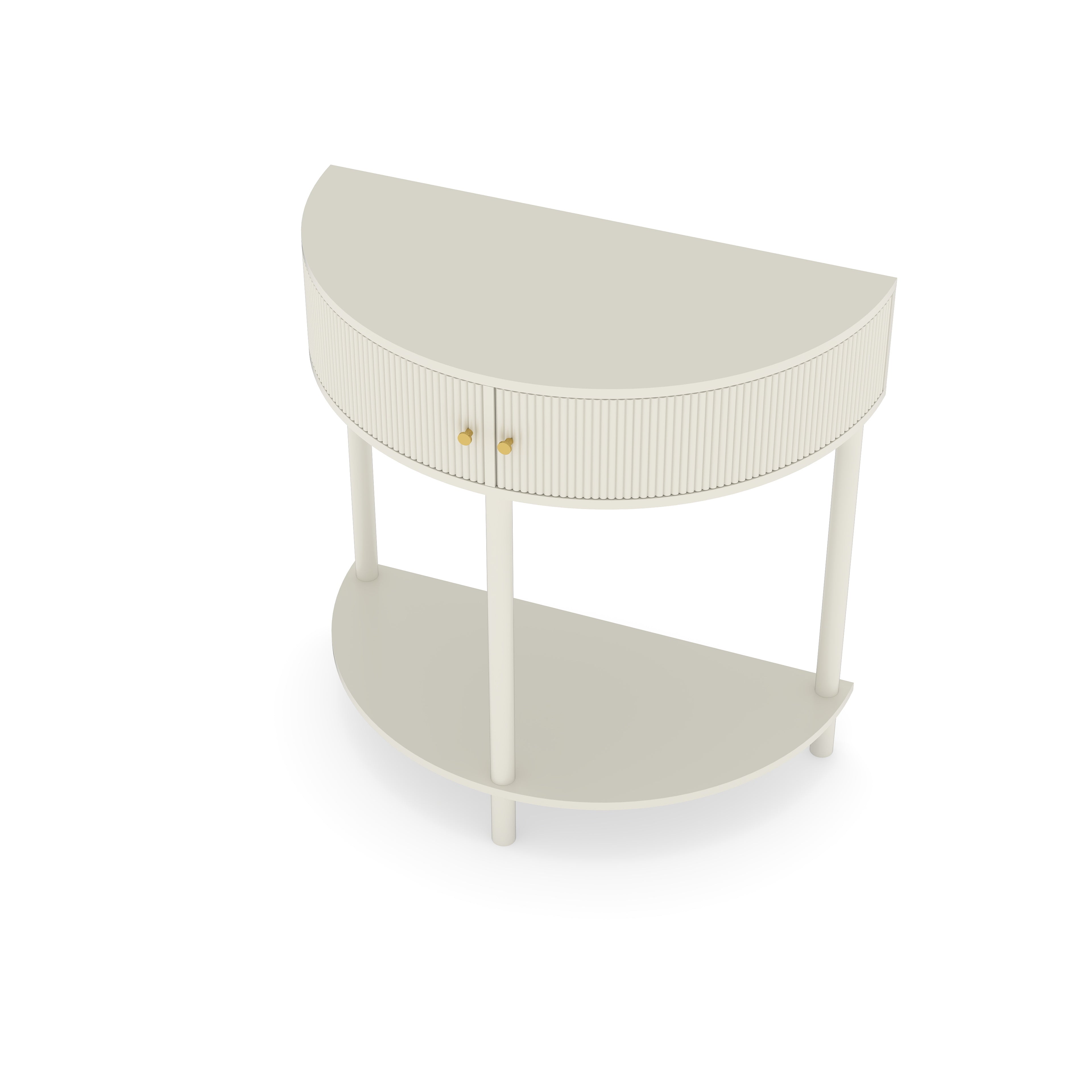 Artisan-Crafted Wave-Pattern Demi-Lune Console Table