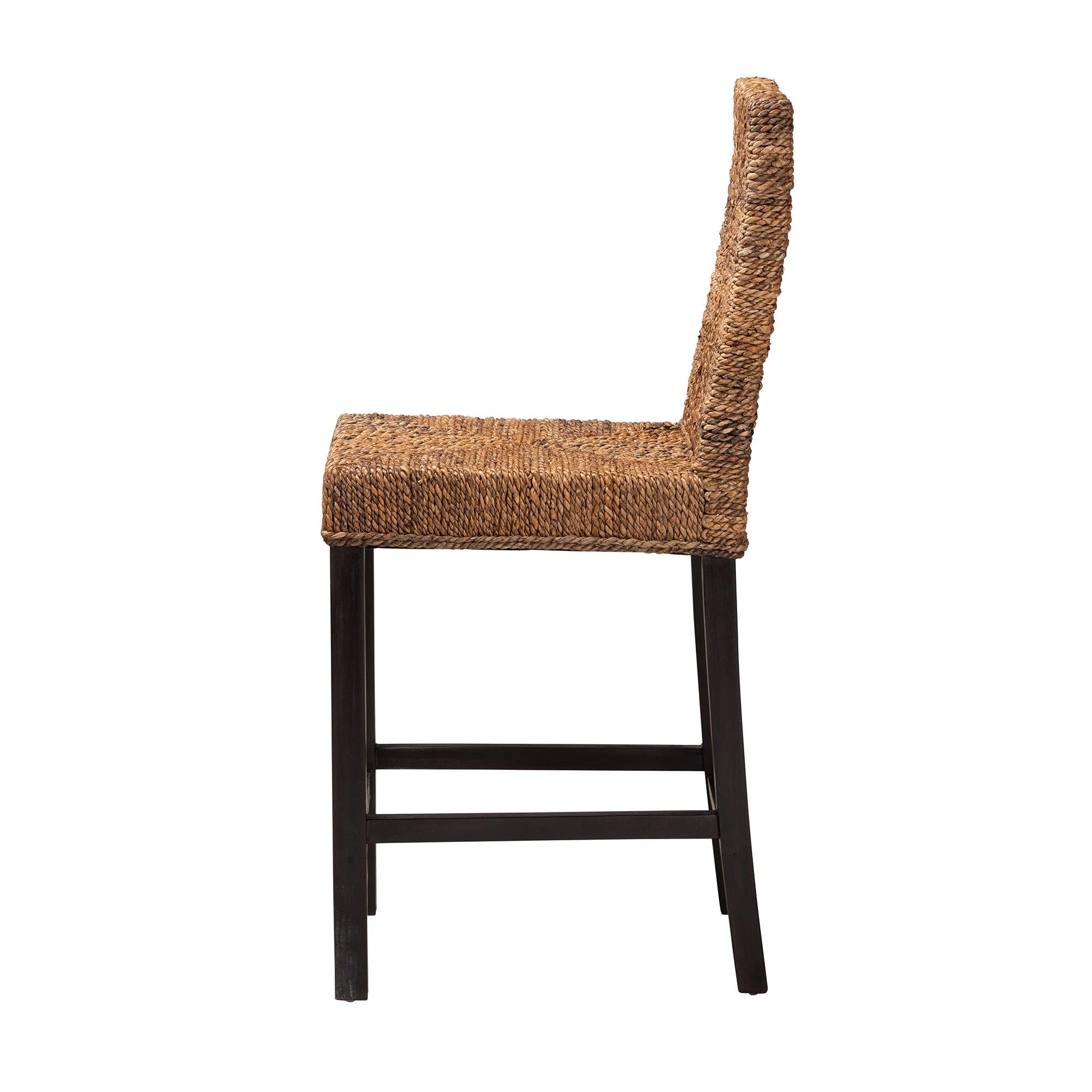 Freddie Mahogany Wood and Seagrass Counter Stool