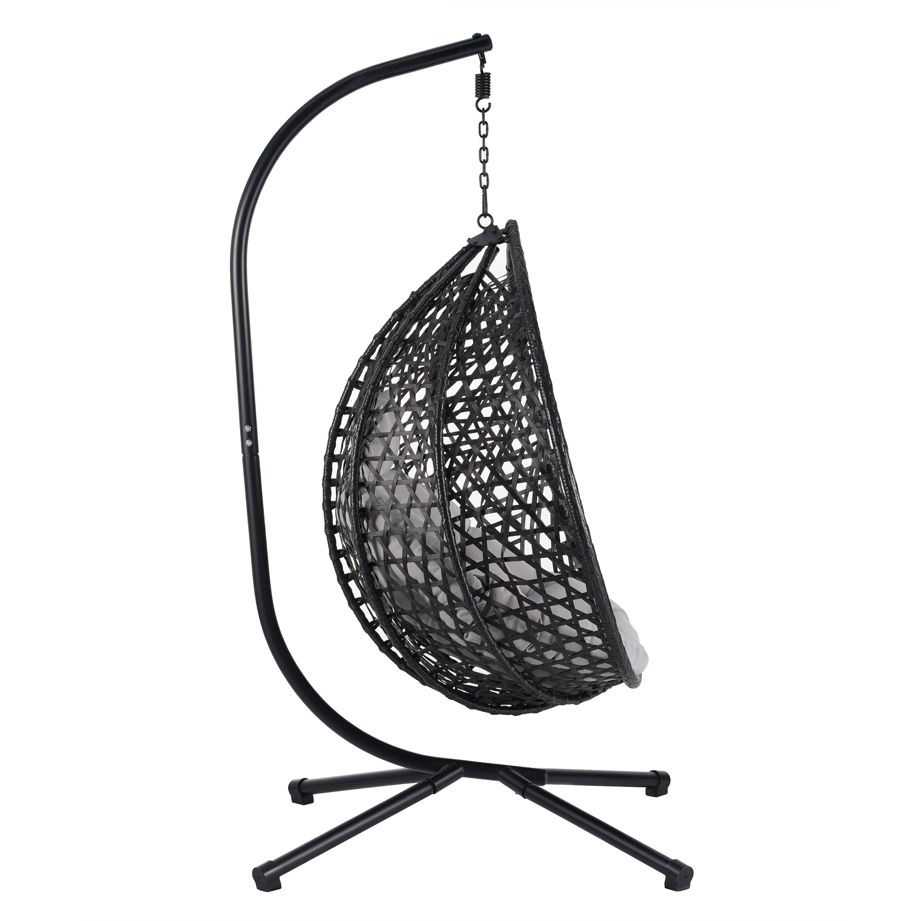 Hanging Swinging Egg Chair with Rattan Weaving, Base Included