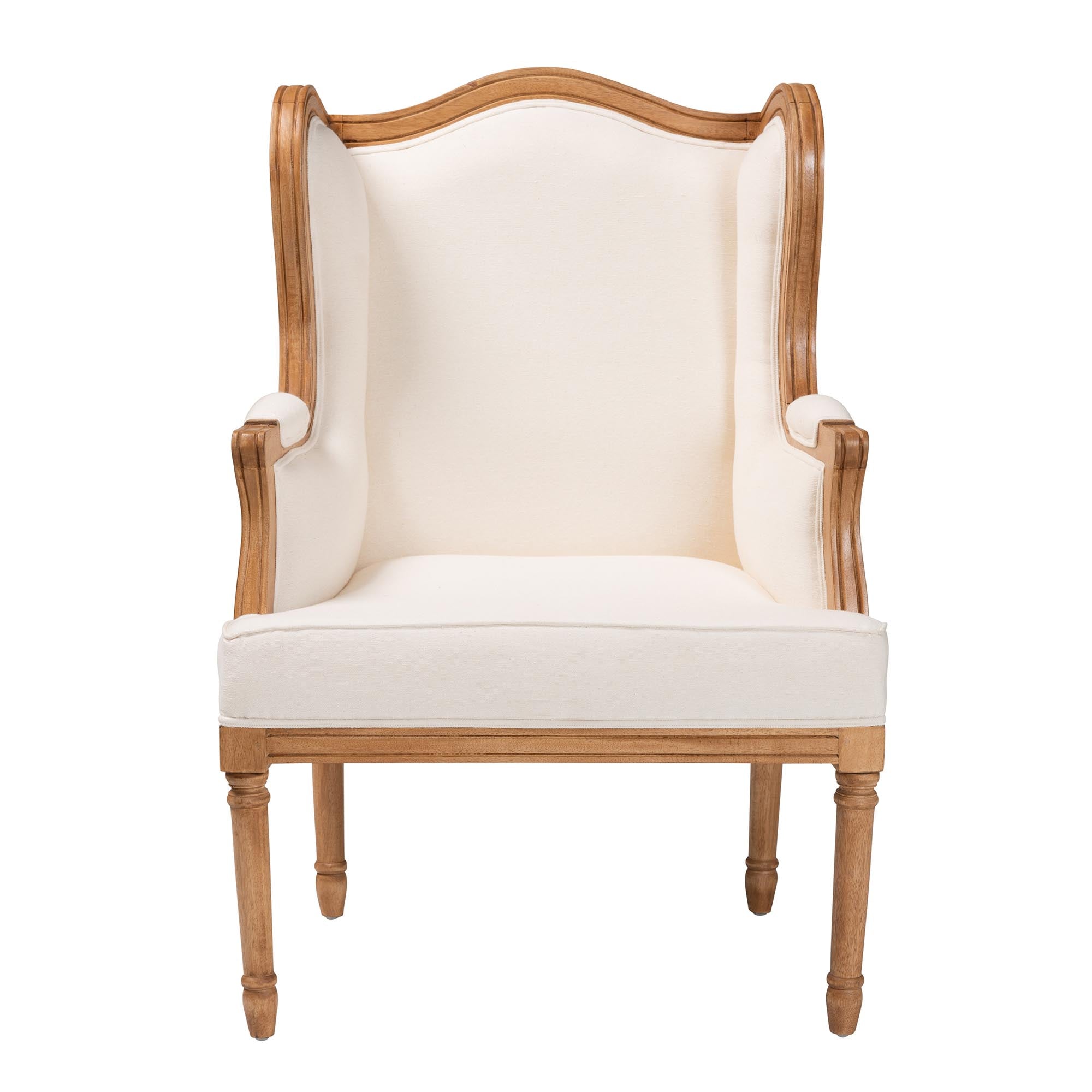 Traditional French Honey Oak Finished Wood Accent Chair