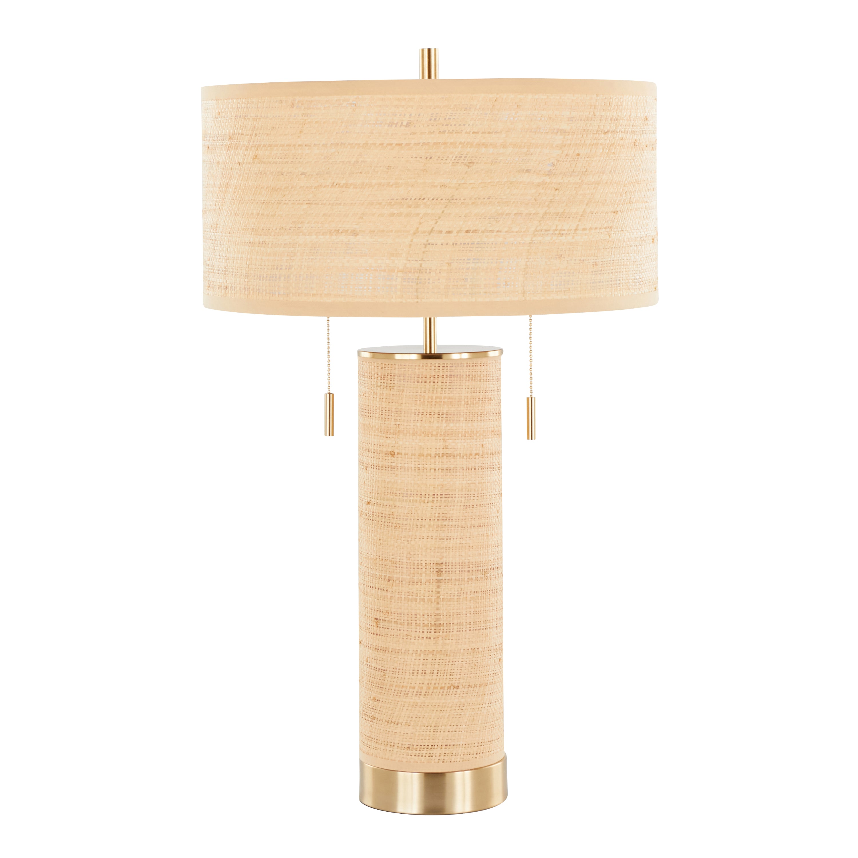 Bellavue 29" Rattan Table Lamp with Cylinder Shade and Pull Chain Switch
