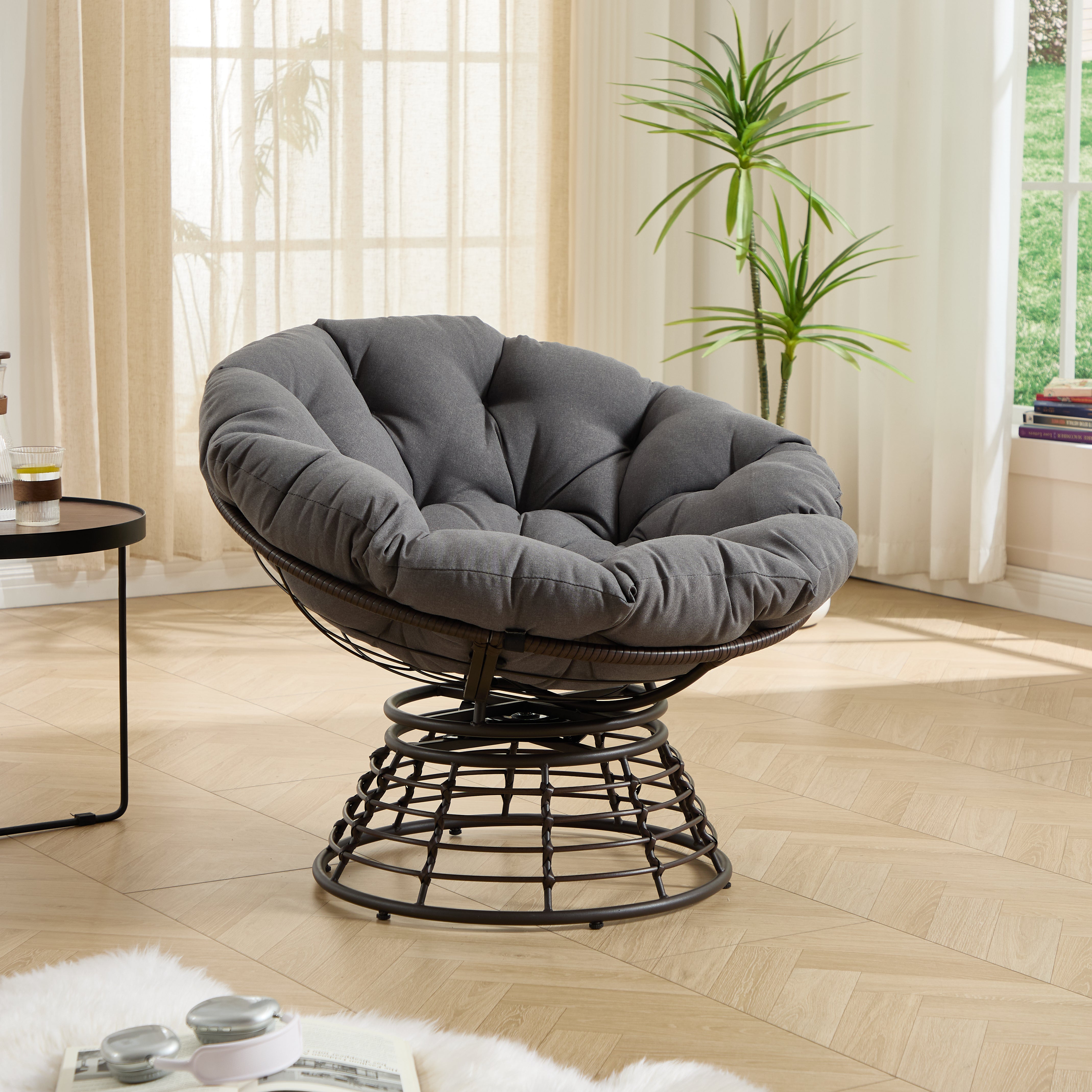 The Original Papasan™ 360° Swivel Indoor Outdoor Wicker Papasan Chair with Soft Thick Cushion
