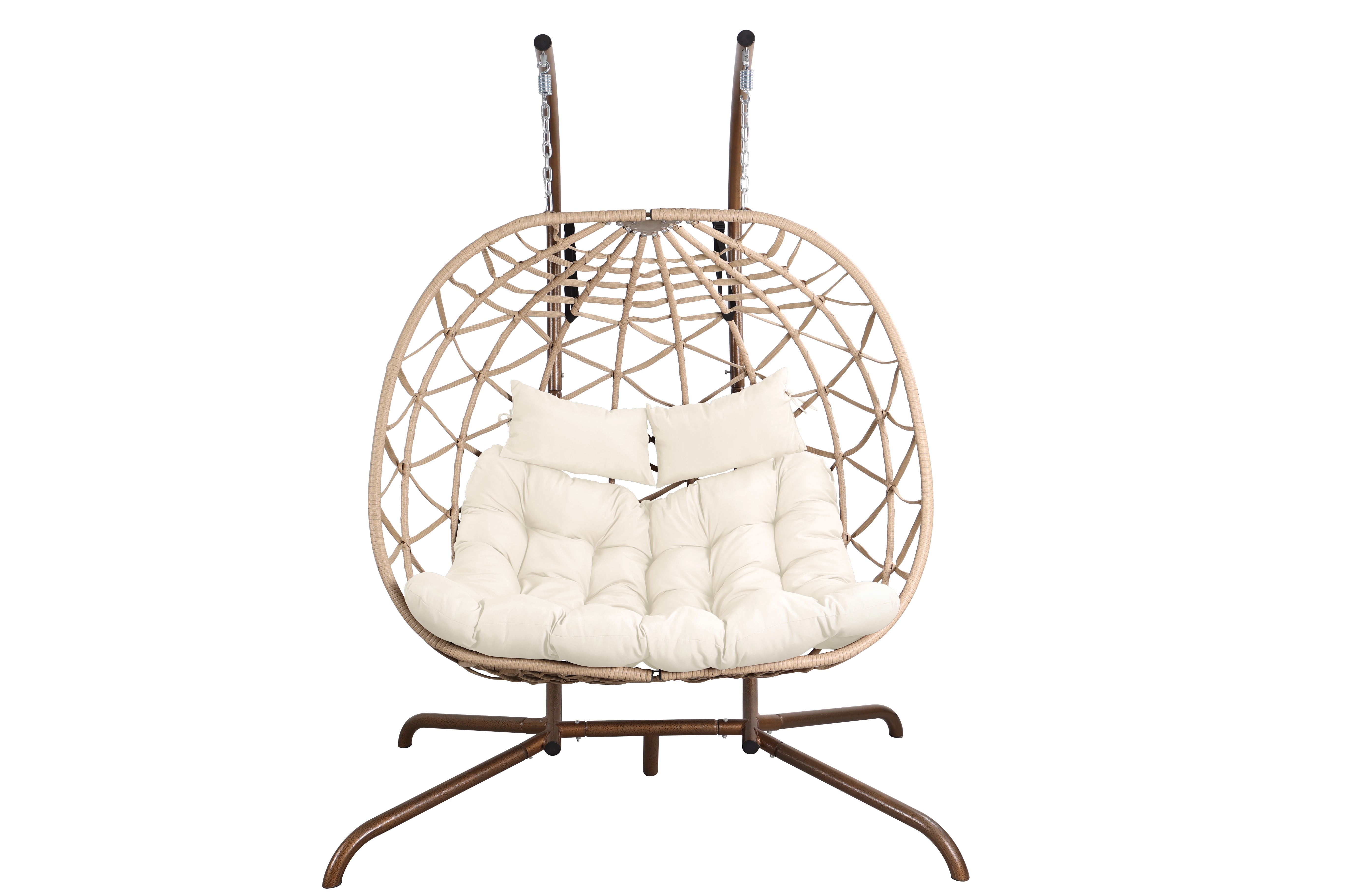 Shimmers Outdoor Rattan Egg Swing Chair with Stand, Thick Cushions and Pillow