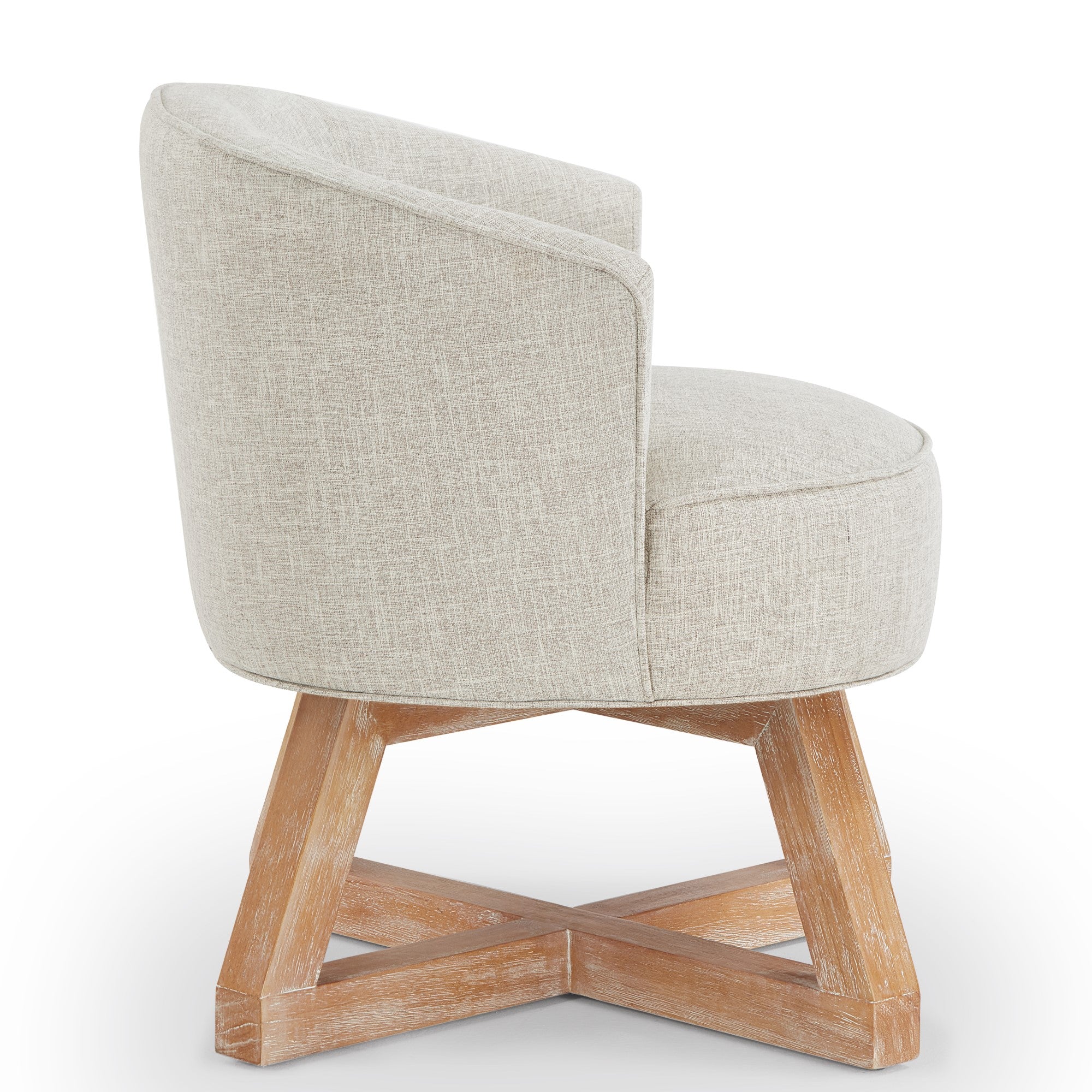 Linen 360° Swivel Chair with Cross-Shaped Wooden Base