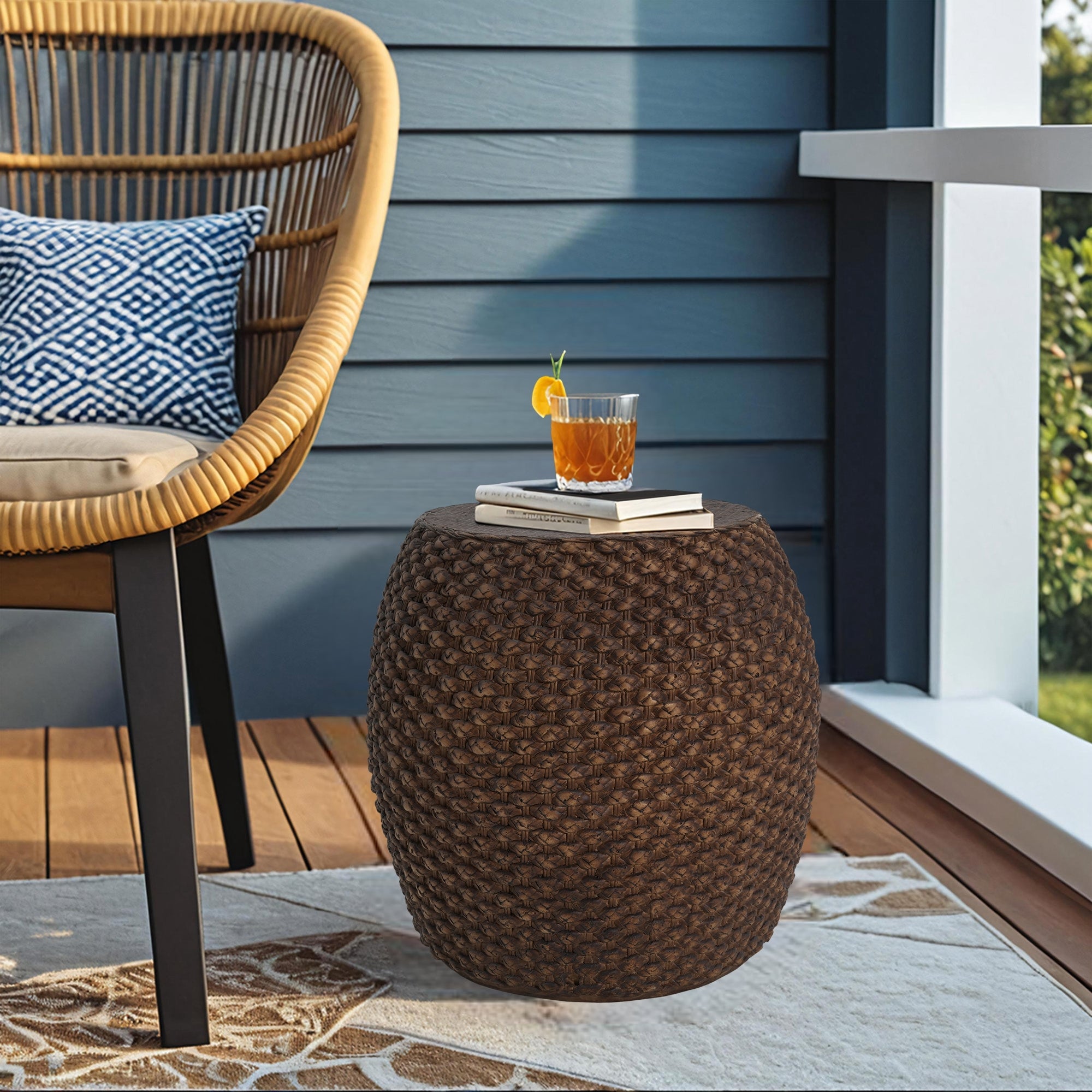 Faux Rattan Indoor/Outdoor Side Table