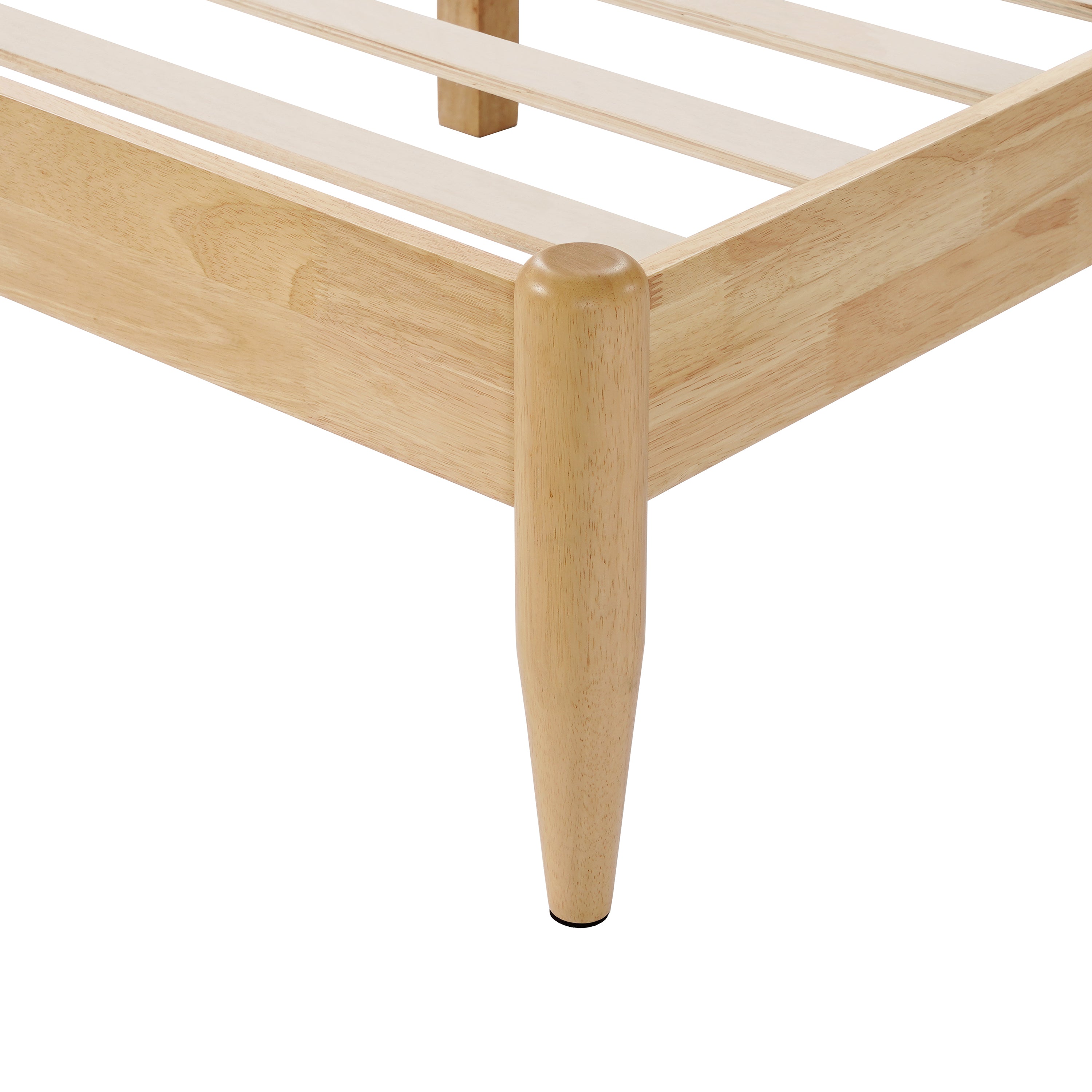 Solid Wood Bed Frame With Fleece Upholstered Headboard