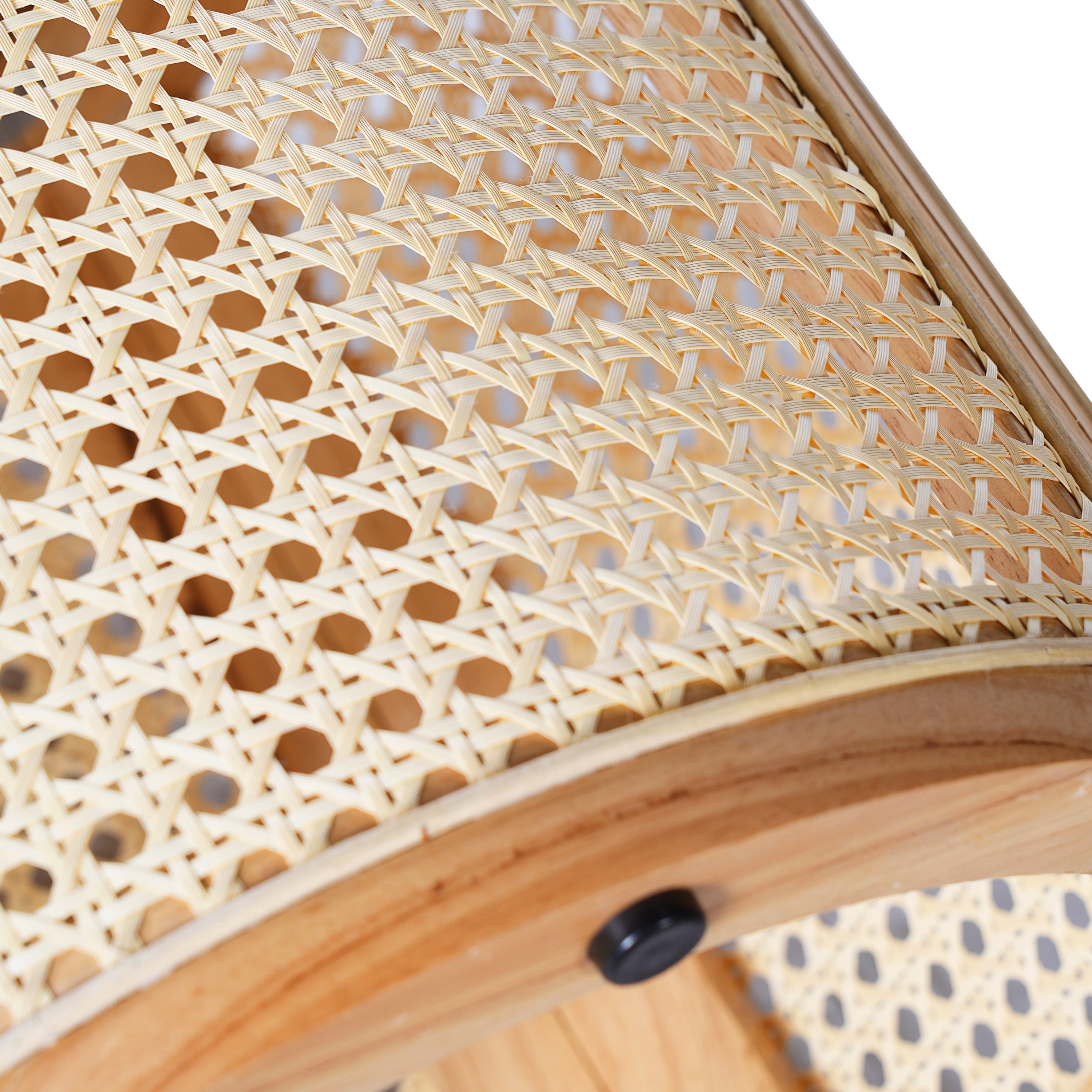 Round Rattan Pillar Storage Accent Table