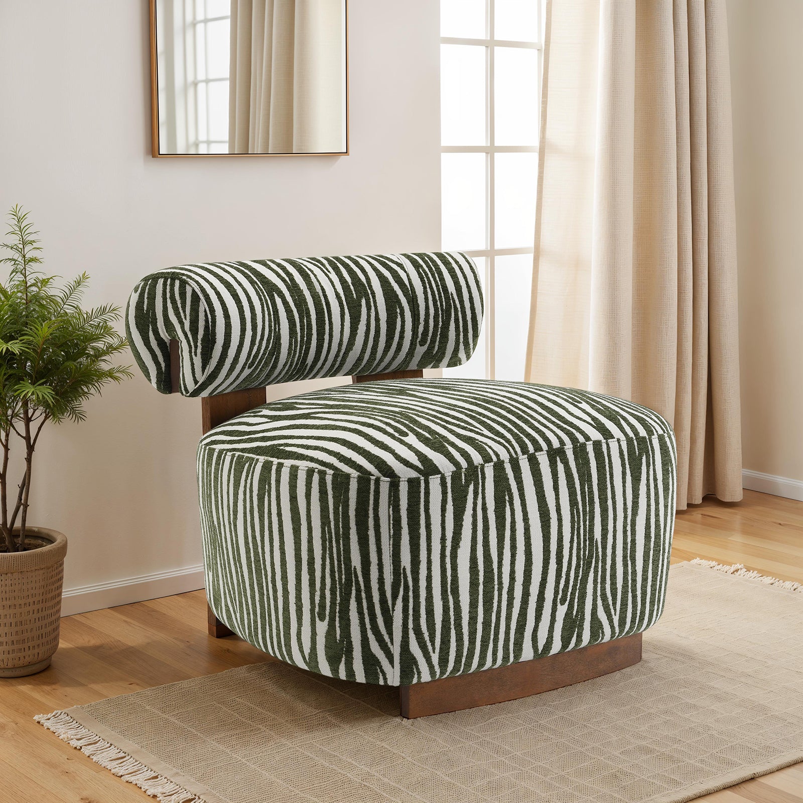 Avril Modern Zebra Stripe Accent Chair