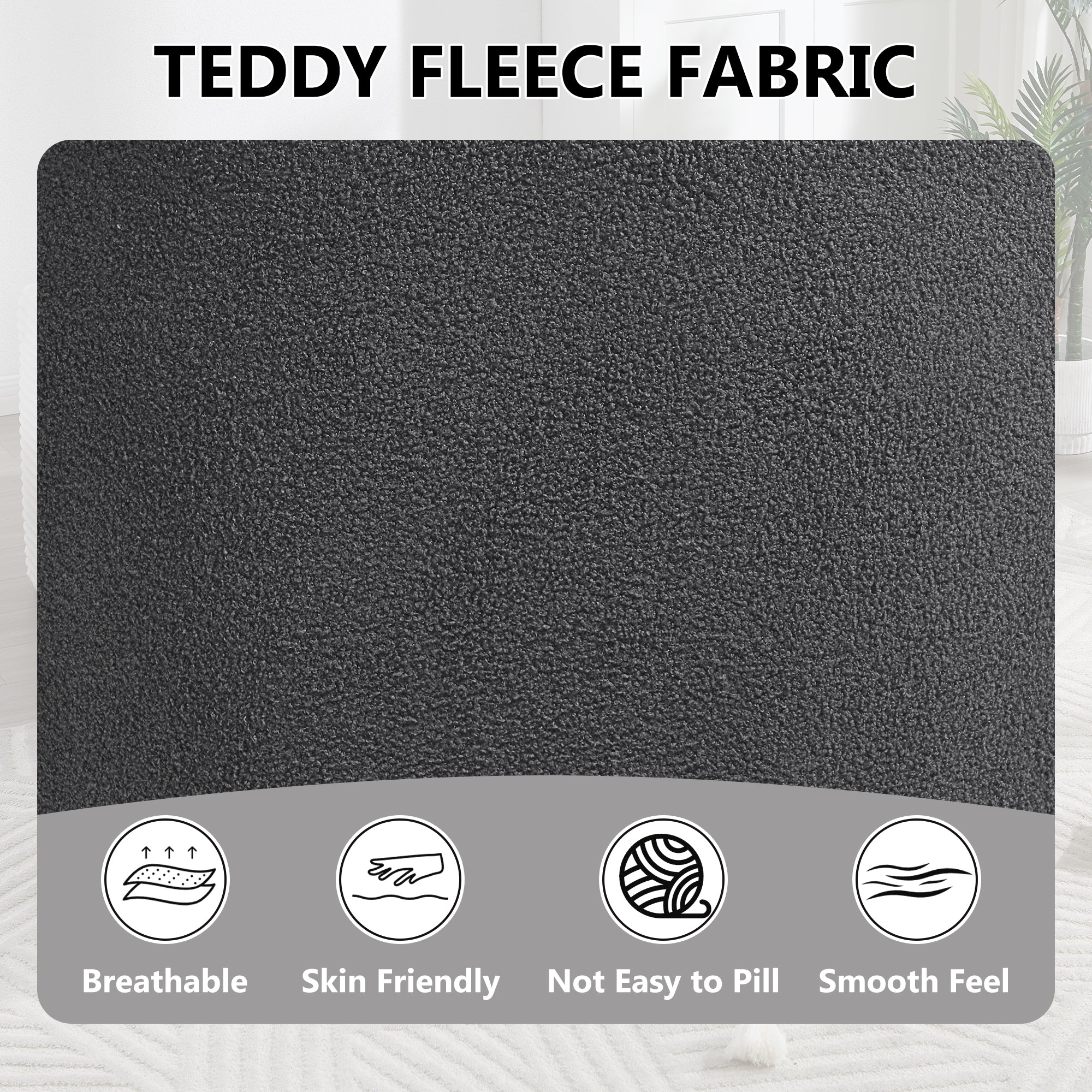 Teddy Fleece 360° Swivel Round Upholstered Comfy Accent Chair With Pillow