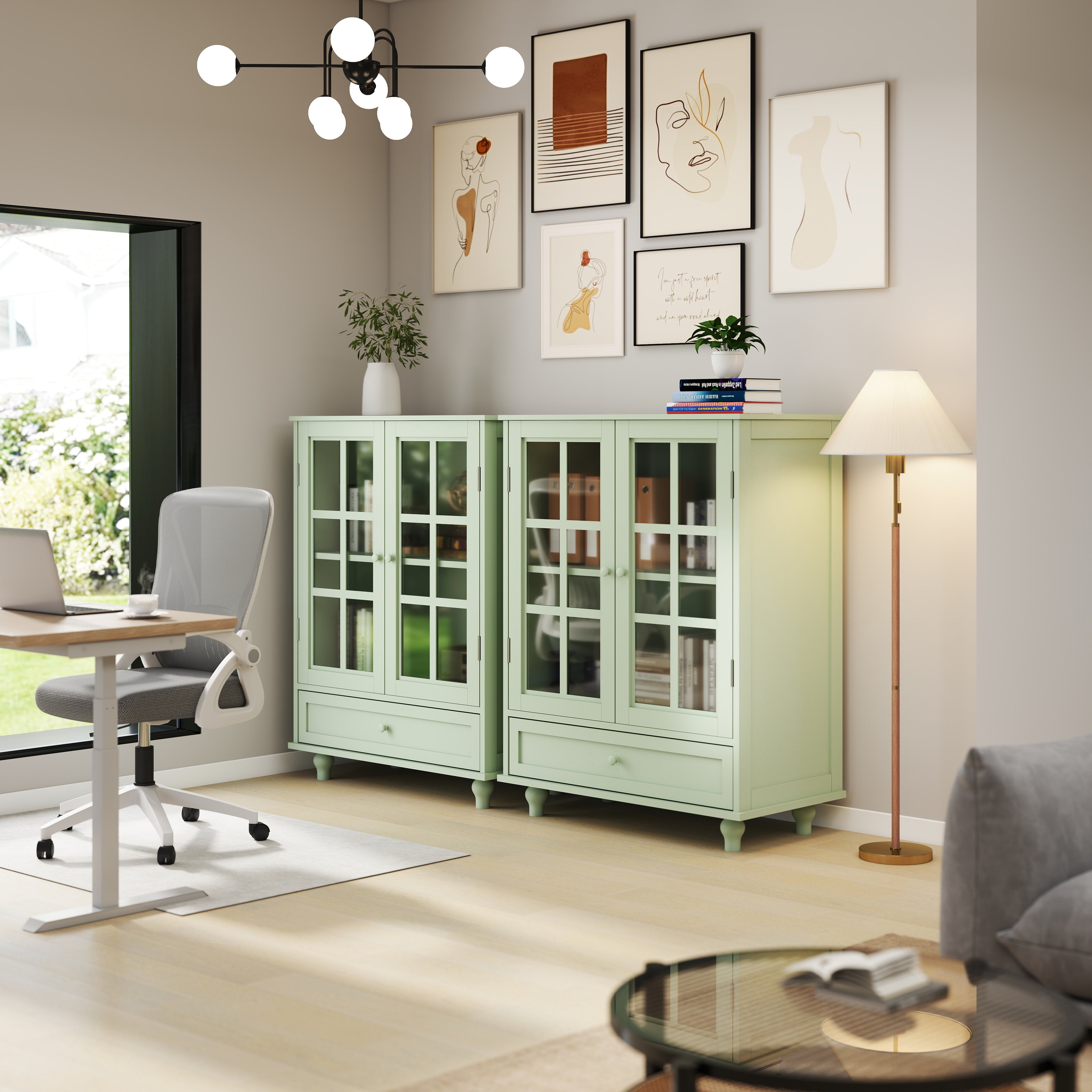 Double Glass Door Accent Cabinet