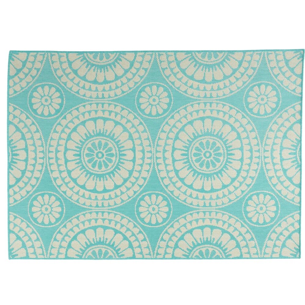 63" x 84" Outdoor Area Rug with Arabesque Inspired Patterns
