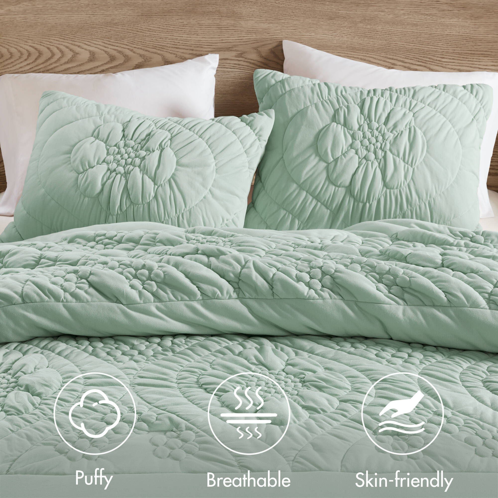 3-Piece Romantic Floral Comforter Set