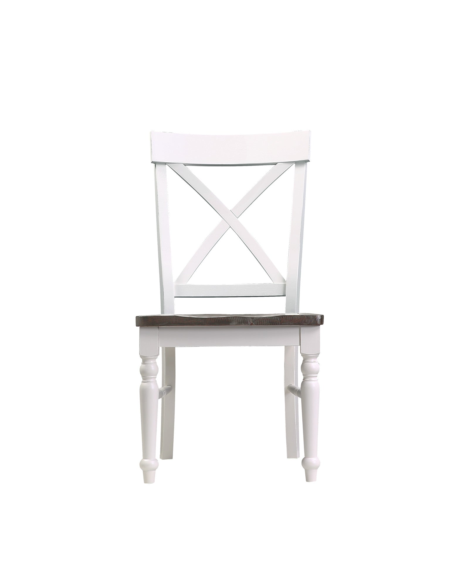 Brown and White Dining Chairs, Set of 2