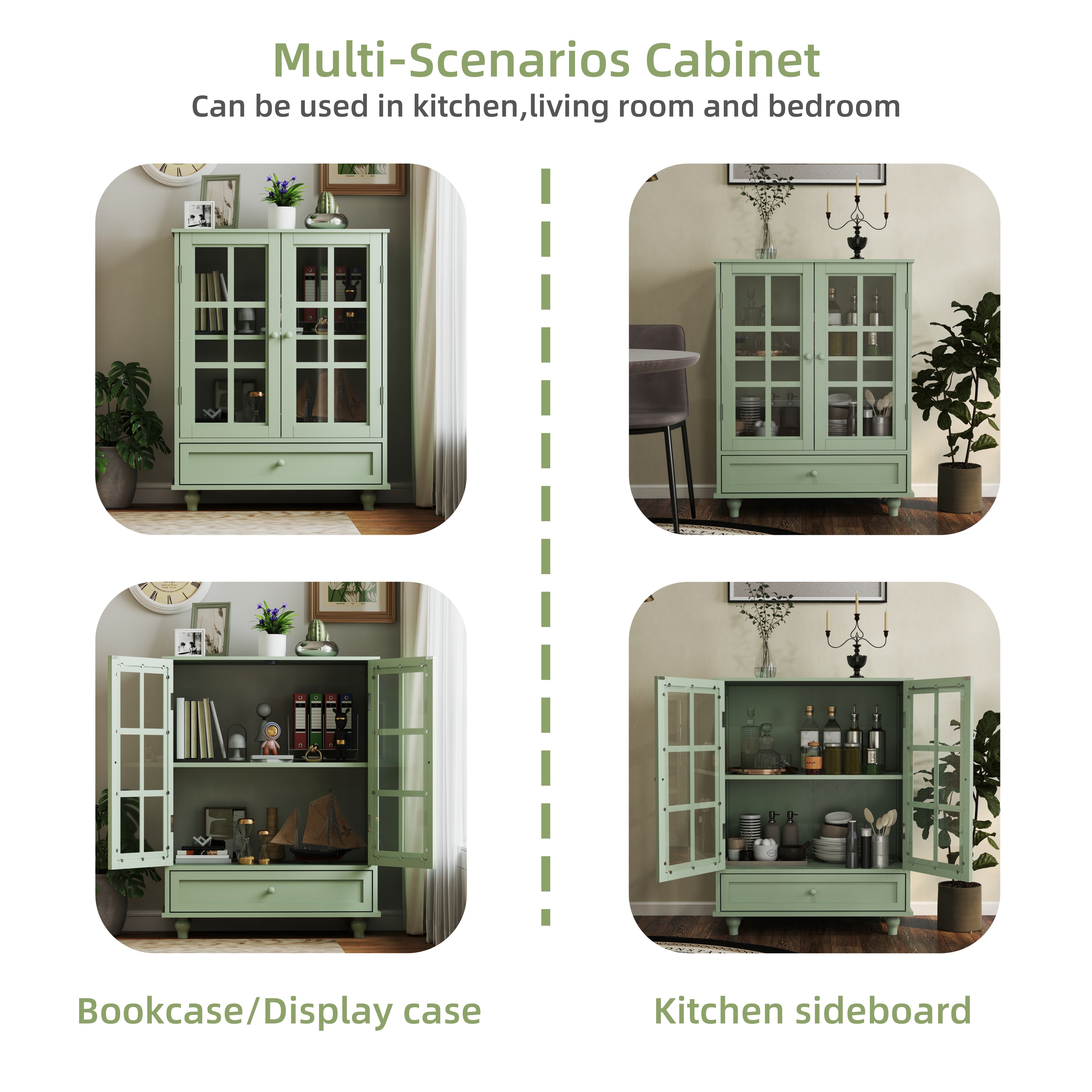 Double Glass Door Accent Cabinet