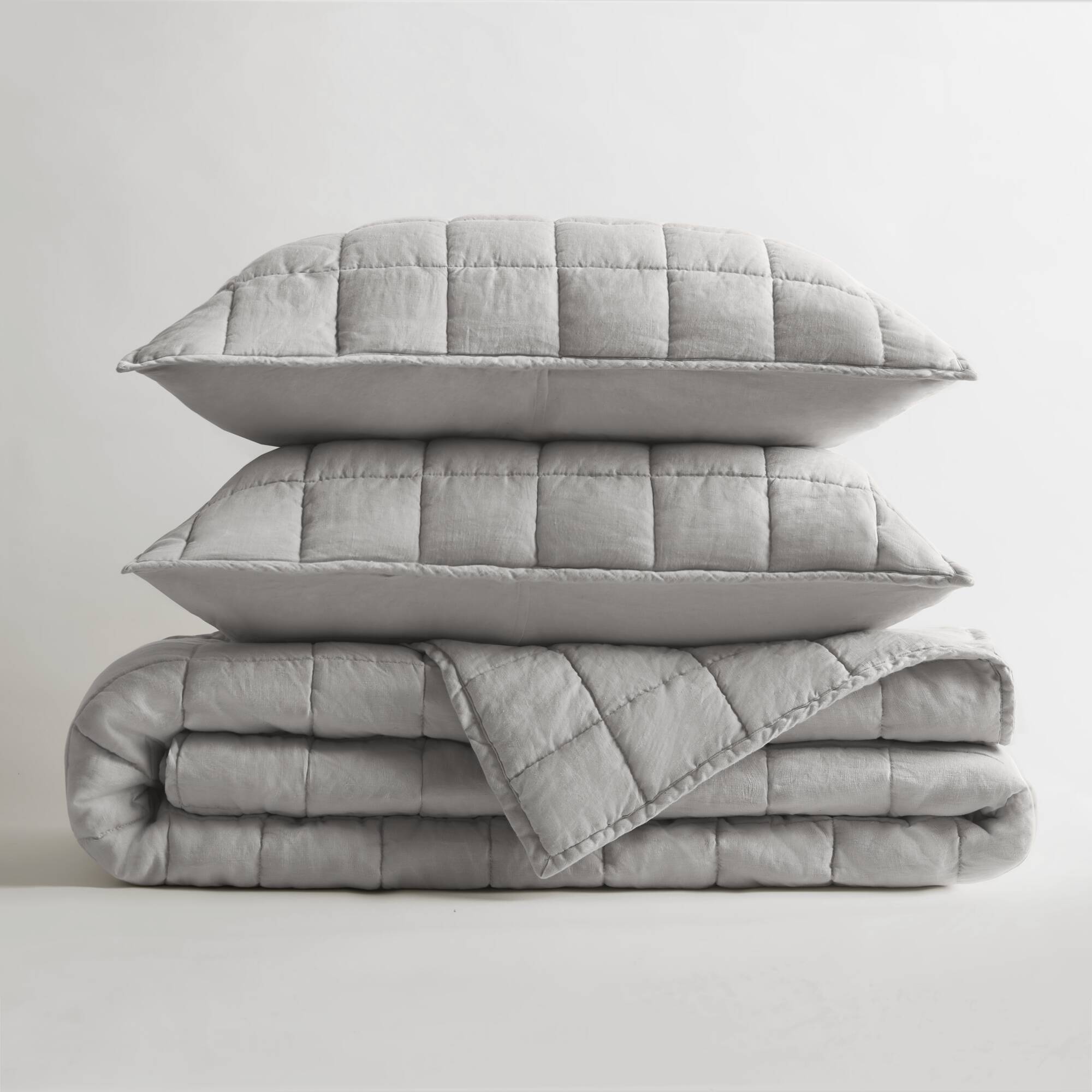3 Piece Garment Washed French Linen Quilt Set