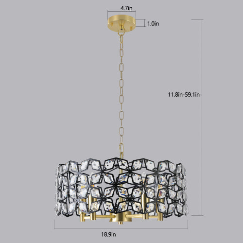 Pendant Light with Round Crystal and Diamond Shape