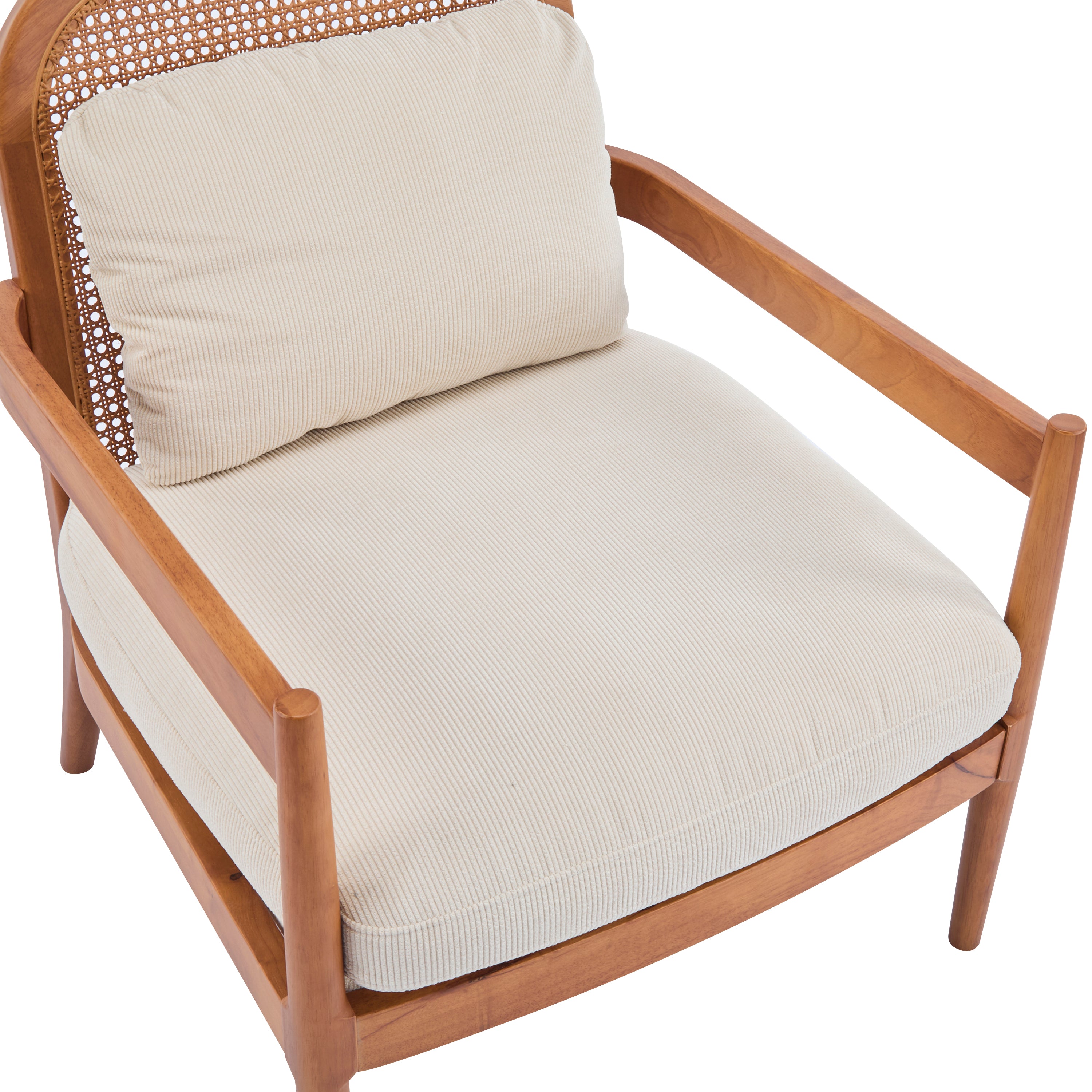 Elliston Solid Wood and Rattan Accent Chair with Cushions, Set of 2