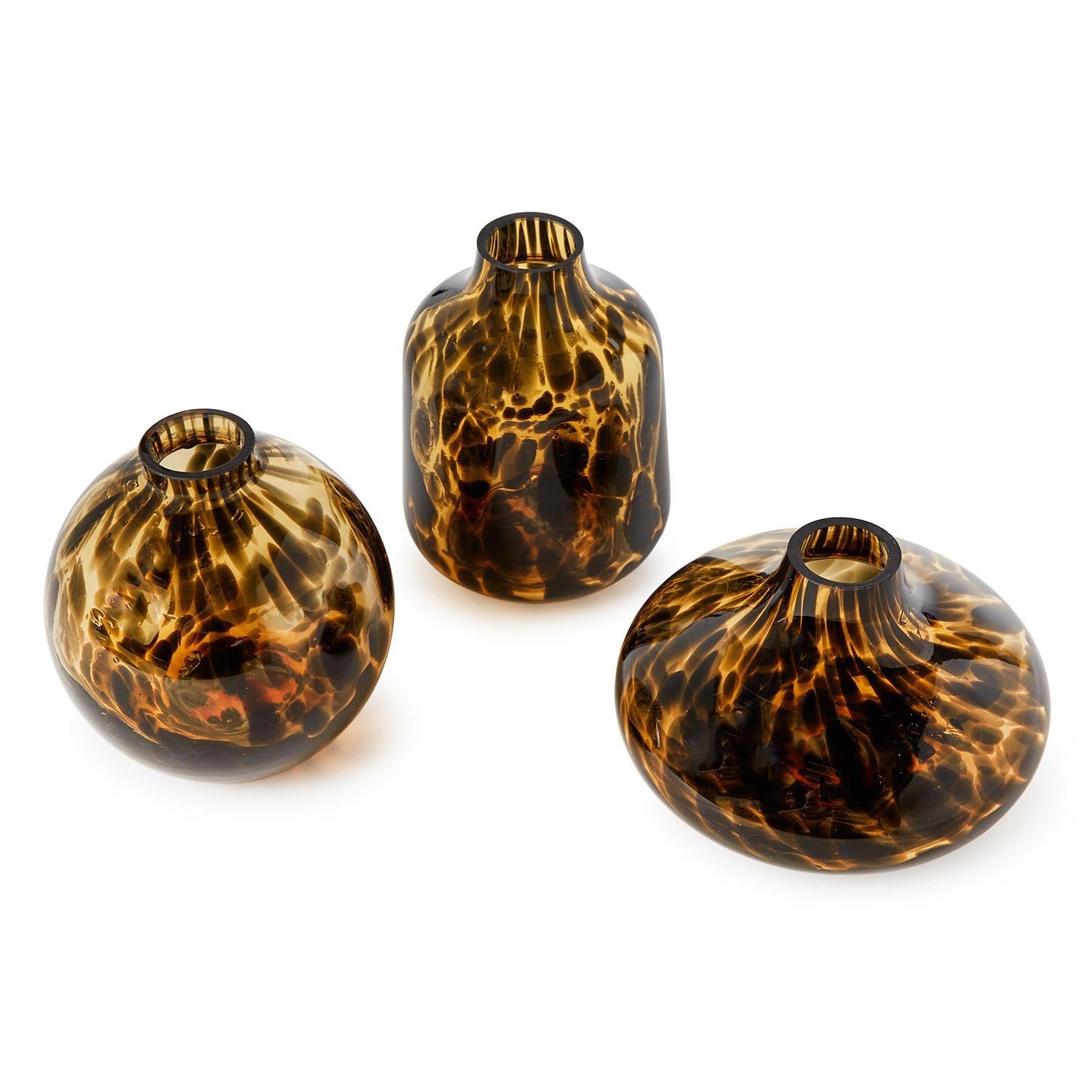 Tortoise Print Vases, Set of 3