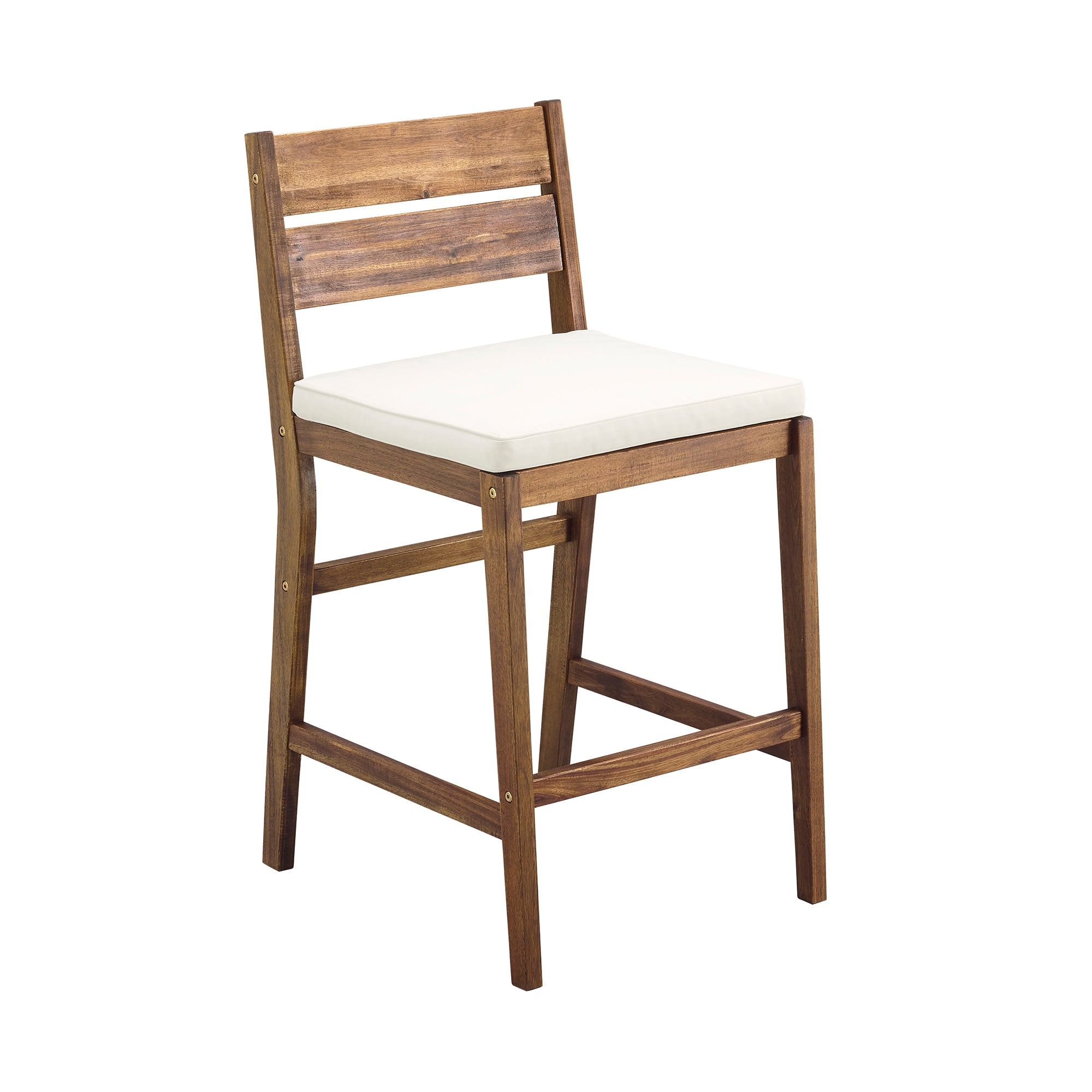 Solid Acacia Wood Counter Stools with Cushion, Set of 2