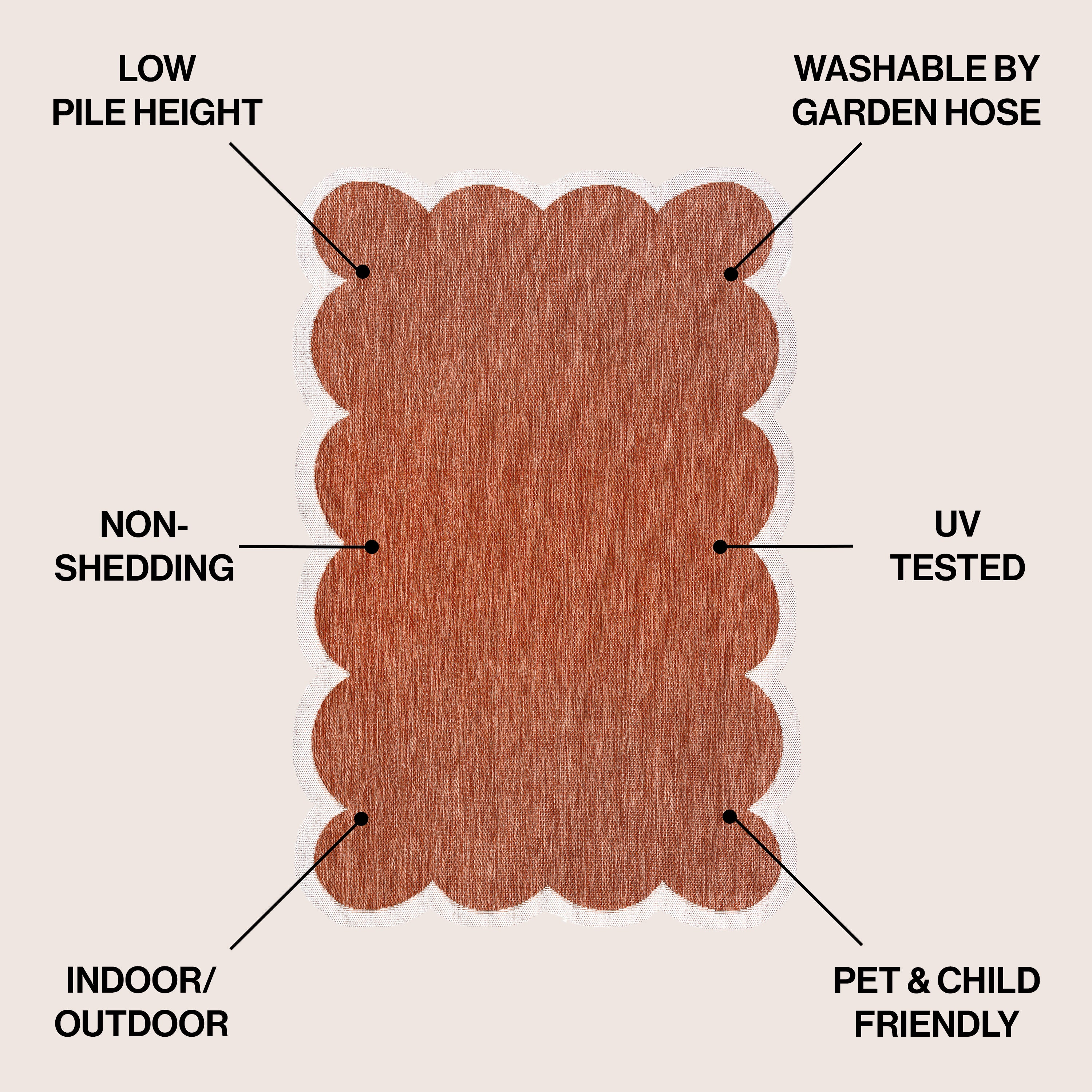 Alice Classic Cottage Two-Tone Scalloped Indoor/Outdoor Shaped Area Rug