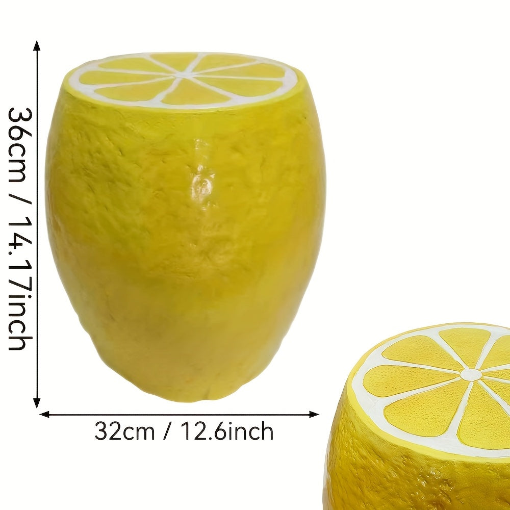 14" Yellow Lemon Resin Garden Stool
