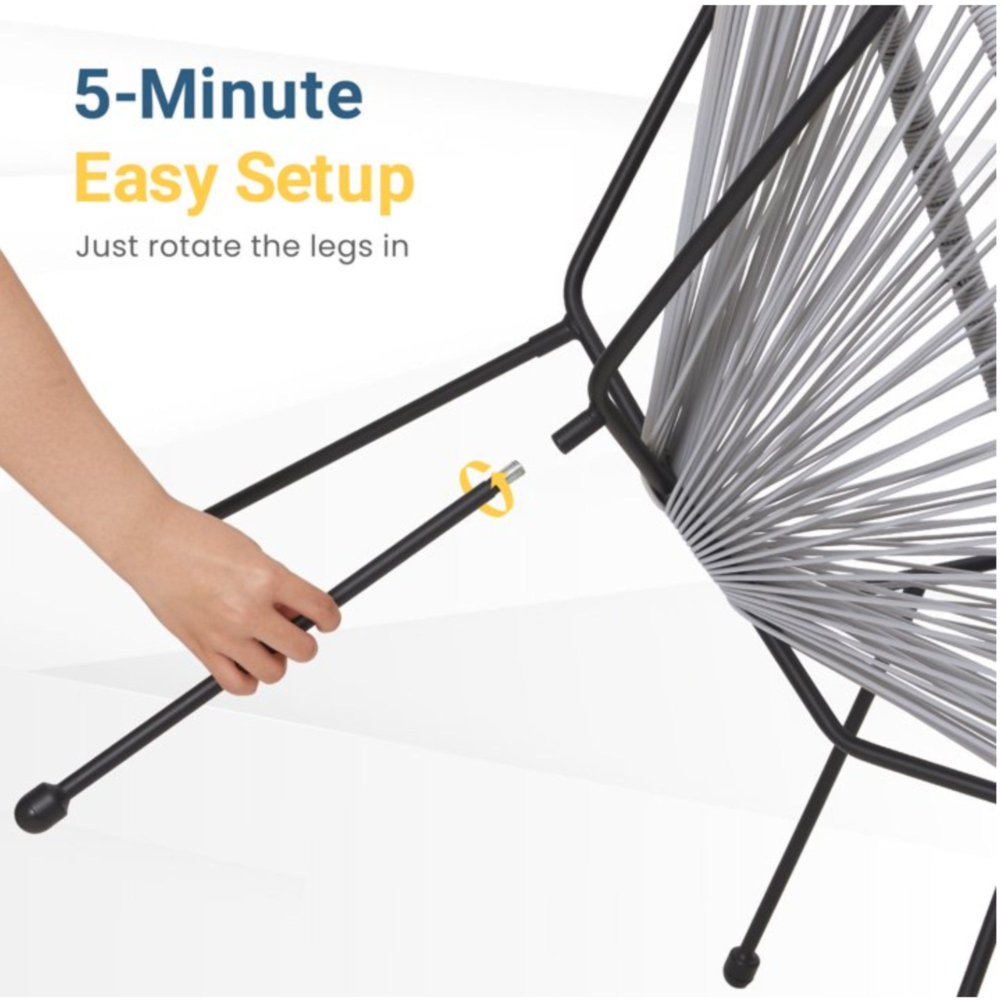 Acapulco-Style 3-Piece Patio Bistro Set with Gray PE Rattan Chairs & Tempered Glass Table