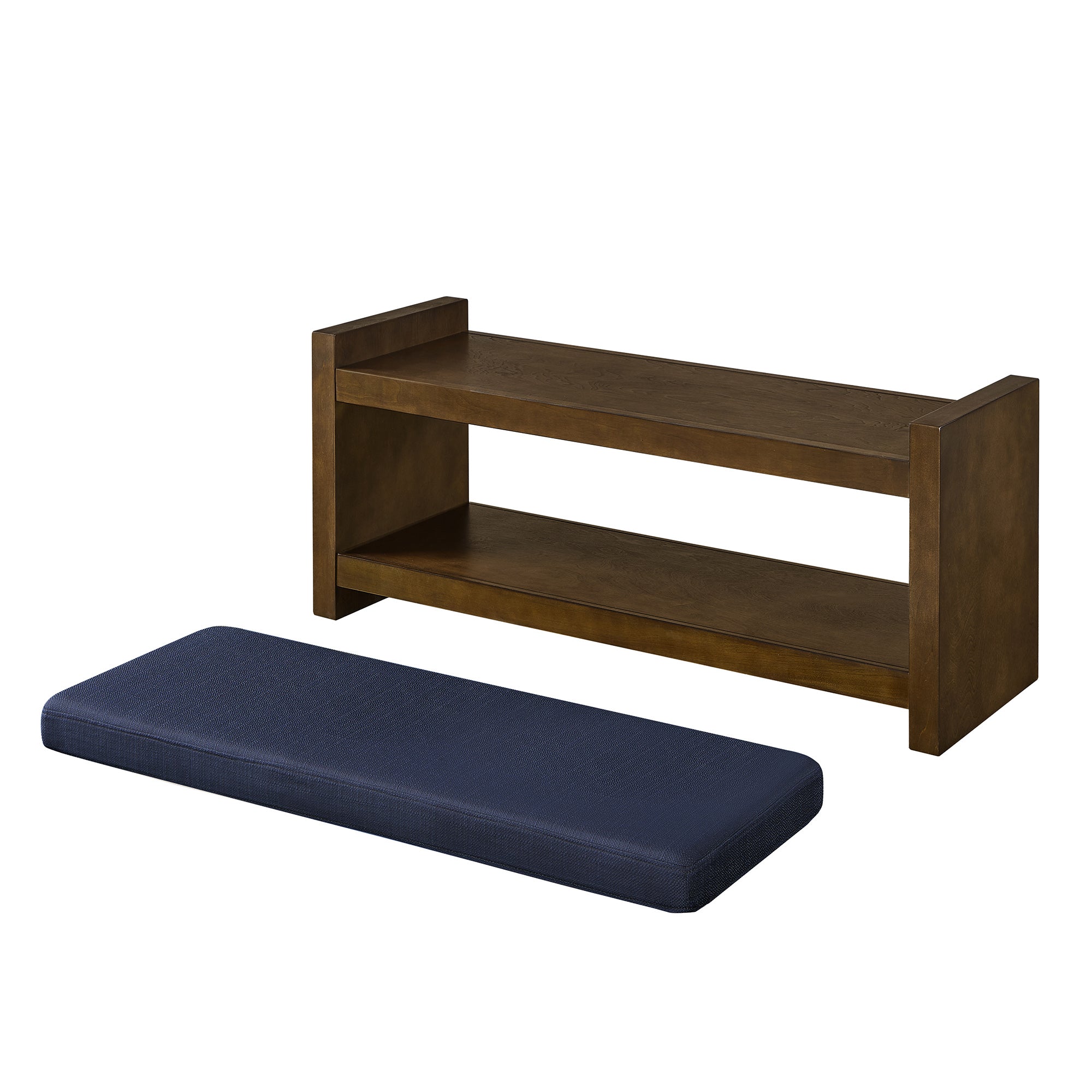 Accent Bench with Lower Shelf Shoe Rack and Padded Seating