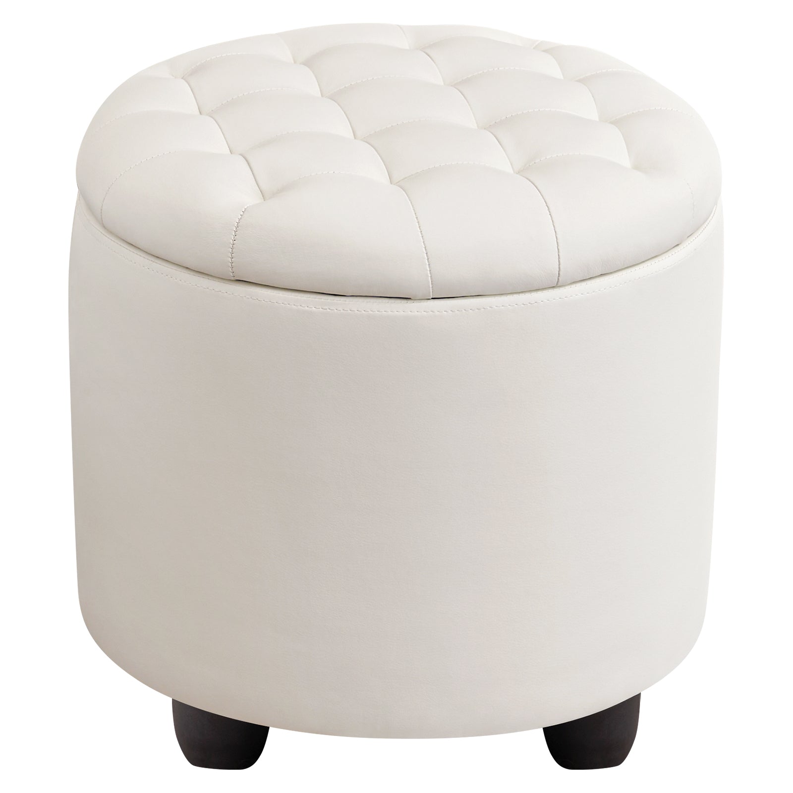 Small Upholstered Circle Pouf Footstool with Removable Lid Storage