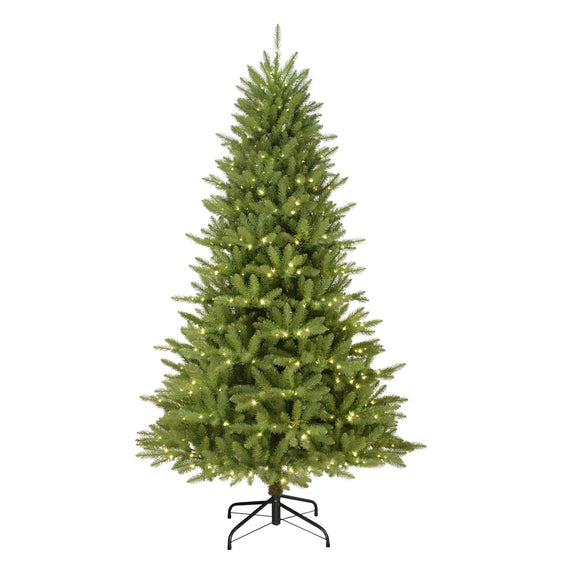 7.5 ft Pre-lit Fraser Fir Artificial Christmas Tree with Multi-Function LED Lights with Remote Sure-lit Pole® & Metal Stand