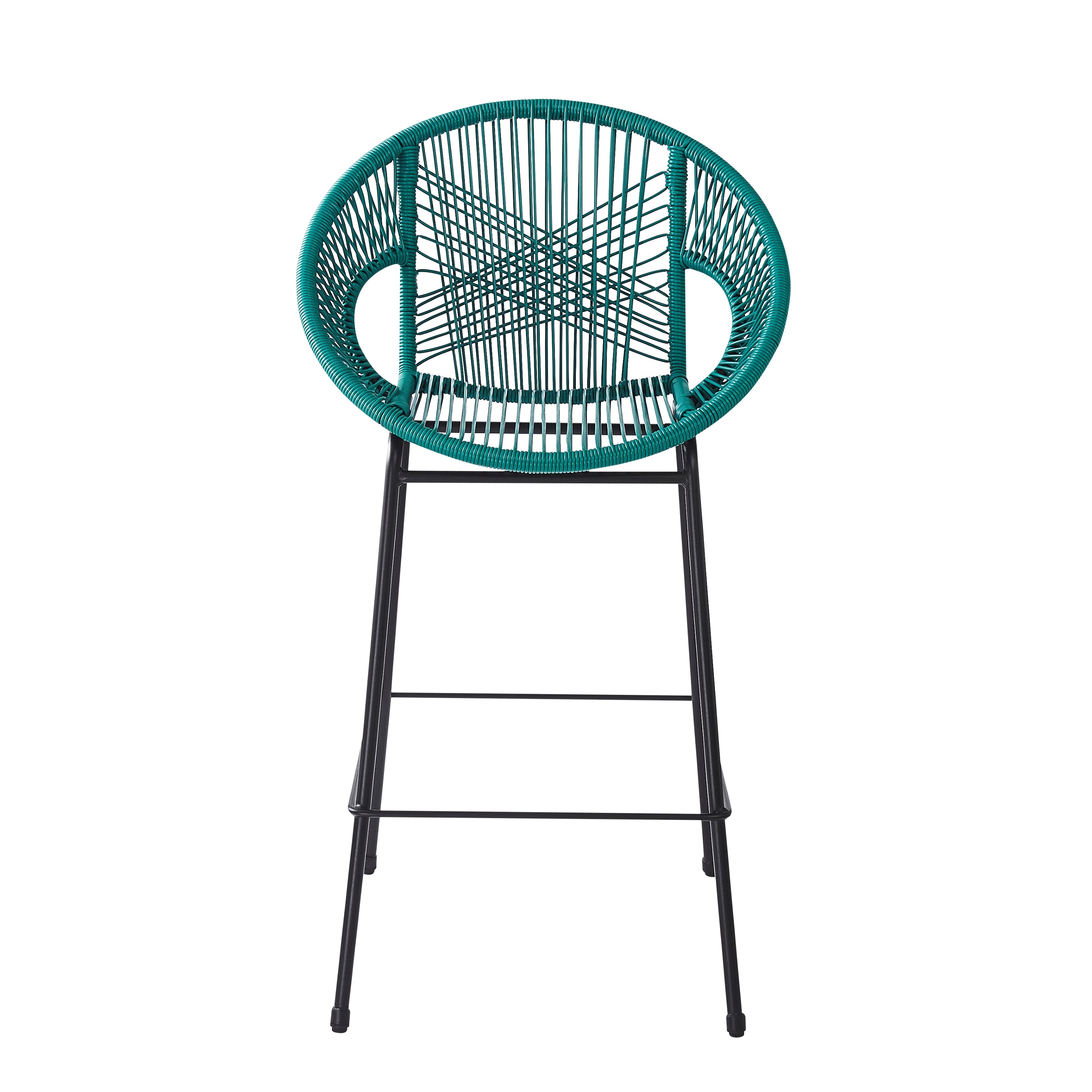 Entwined Outdoor Bar Stool with Ergonomic Design and Footrest, Set of 2