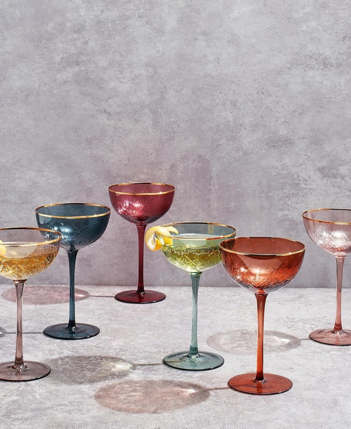 Muted Vintage Art Deco Coupes Set of 6