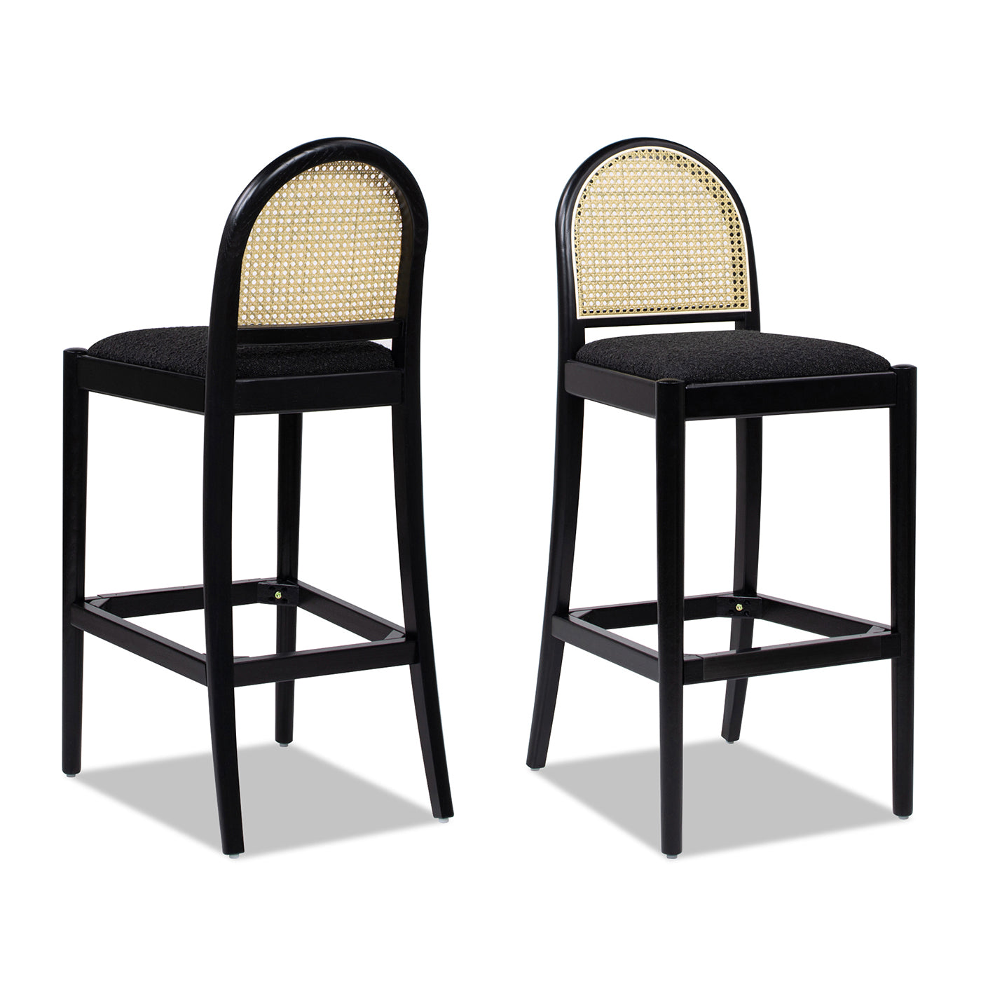 Arlin Upholstered Stool with Curved Back and Footrest, Set of 2